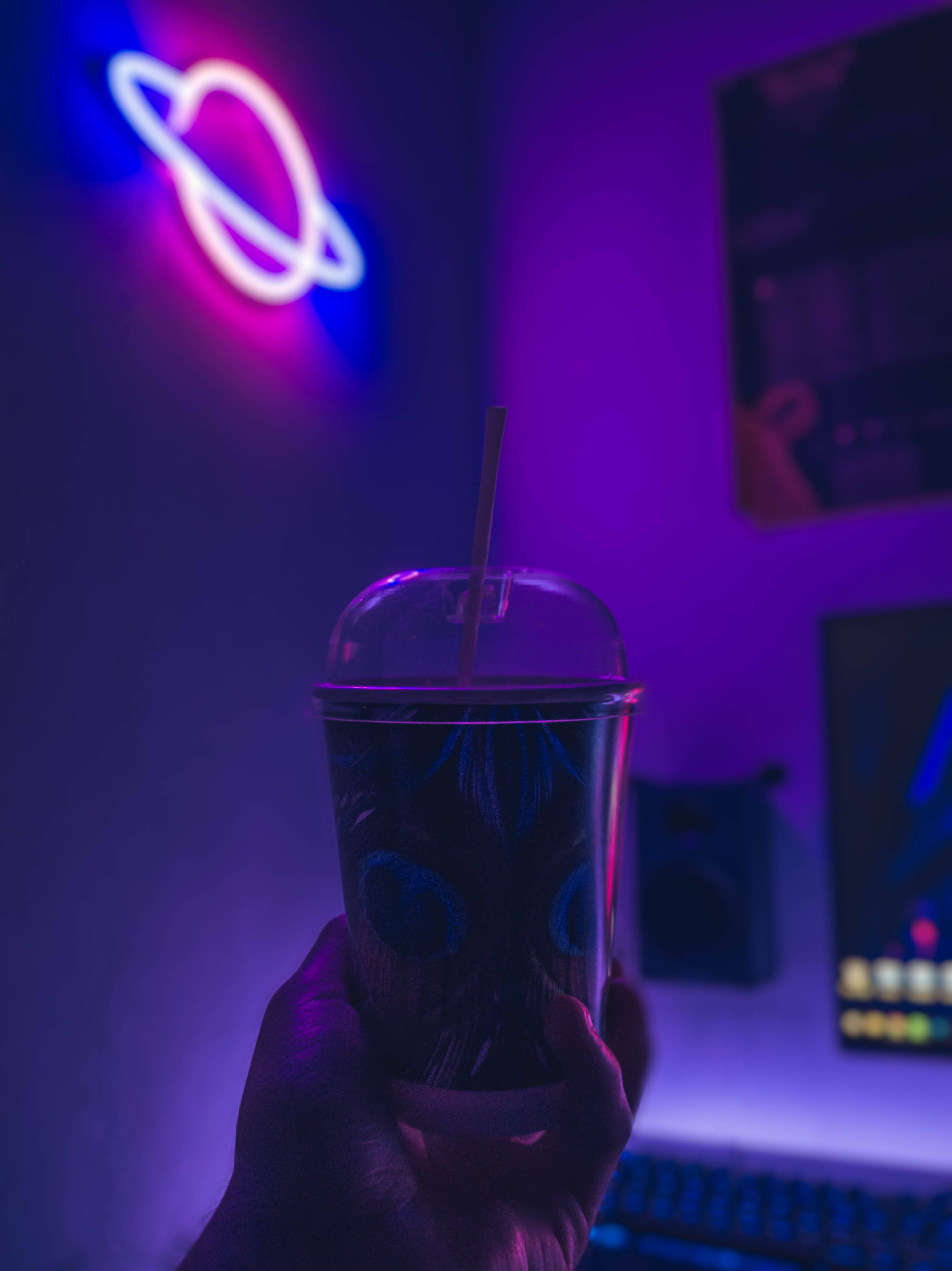 Neonlilla æstetisk LED-skilte Wallpapers