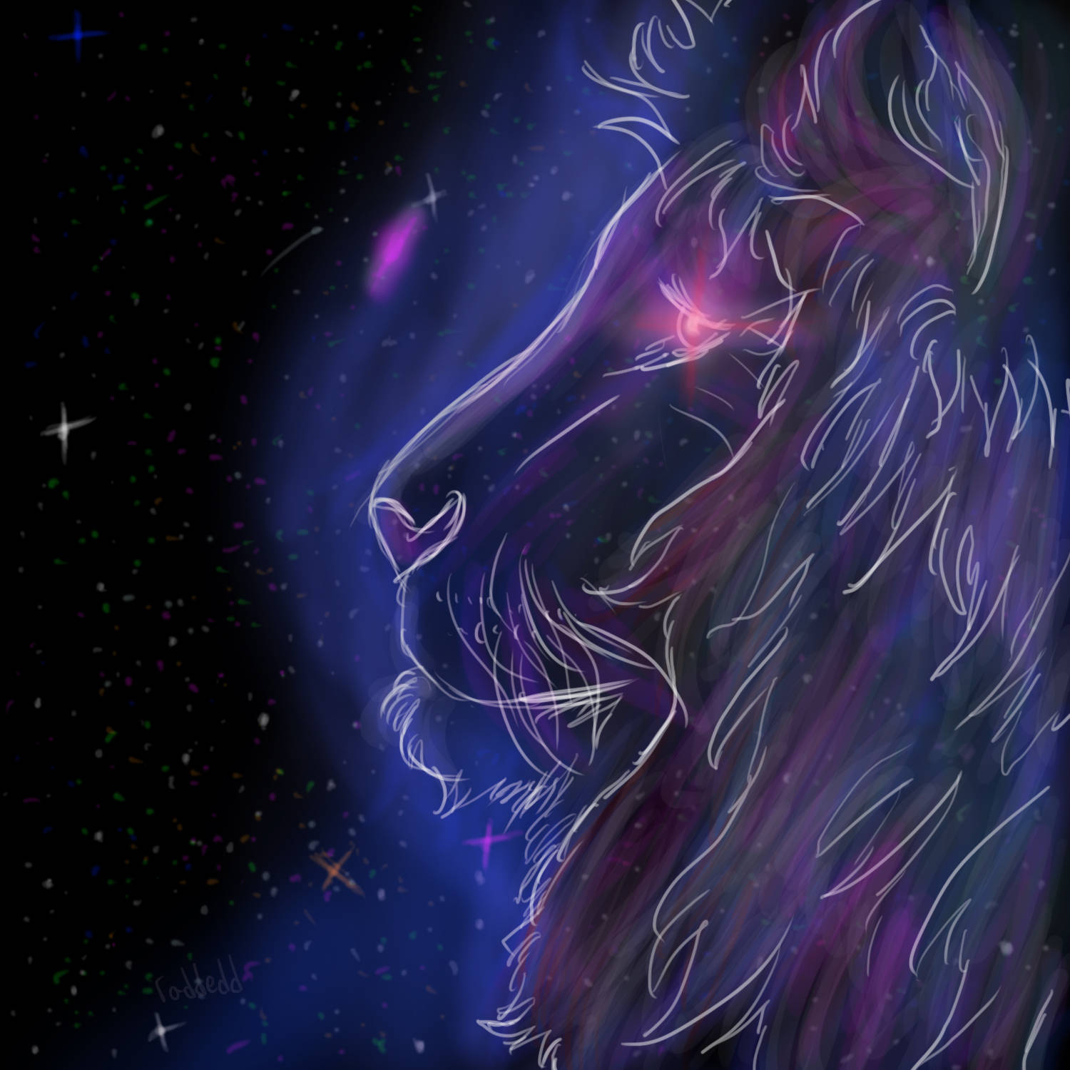 Neonlilla galakse løve Wallpapers