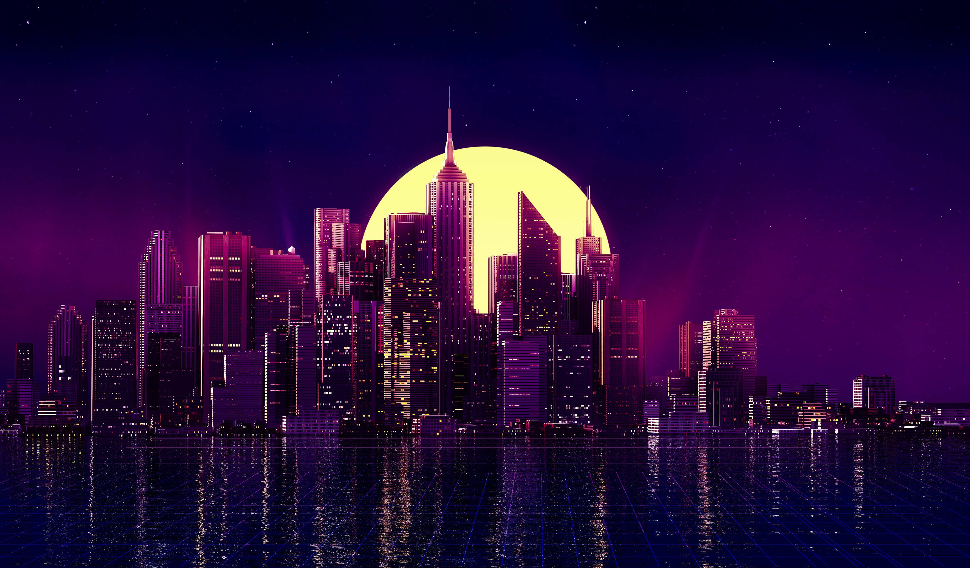 Neonlilla æstetisk månebelyst by Wallpapers