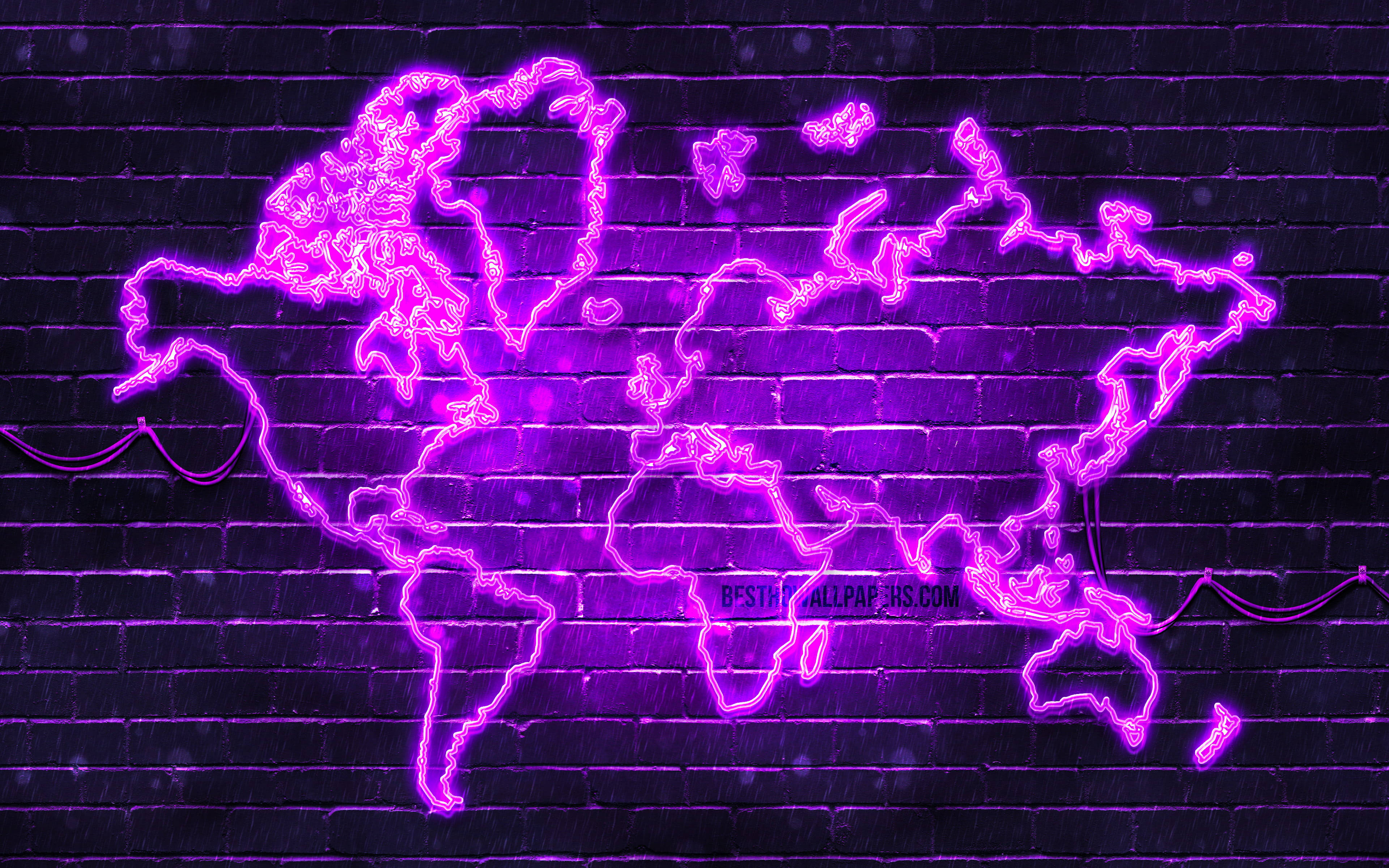 Neonlilla verdenskort i høj opløsning Wallpapers