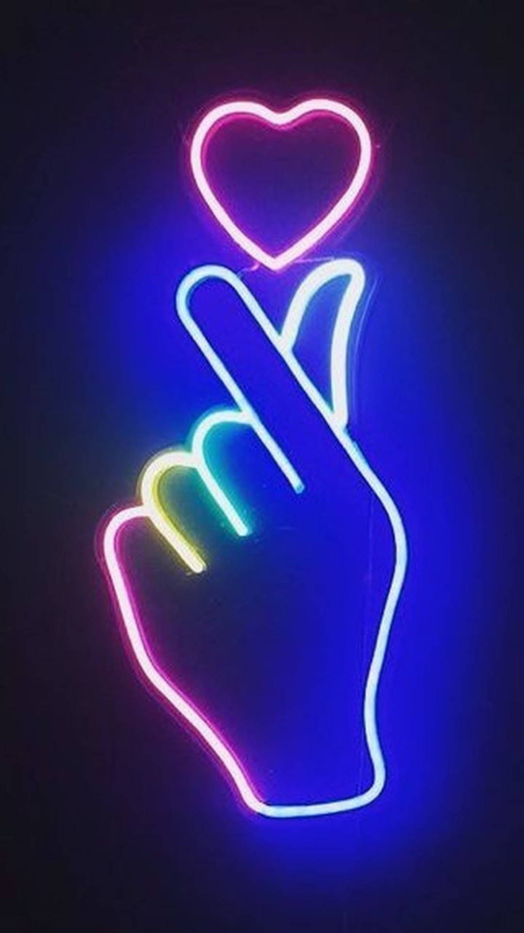 Neonlys fingerhjerte-design Wallpapers