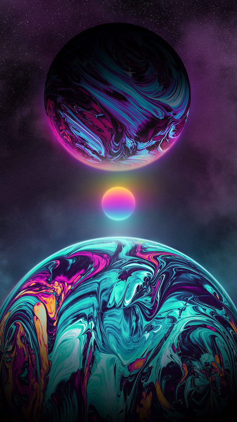 Neonmåne og klare planeter Wallpapers