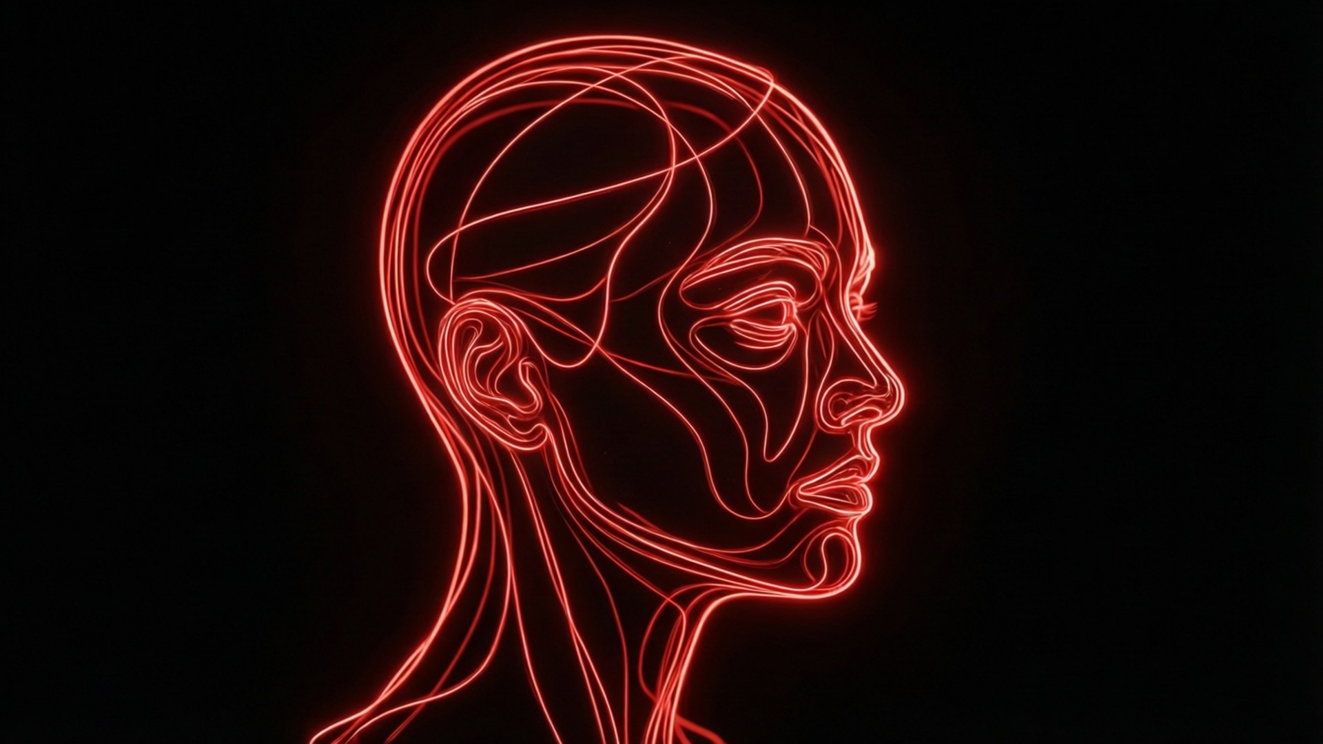 Neonrød linjekunst ansigt Wallpapers