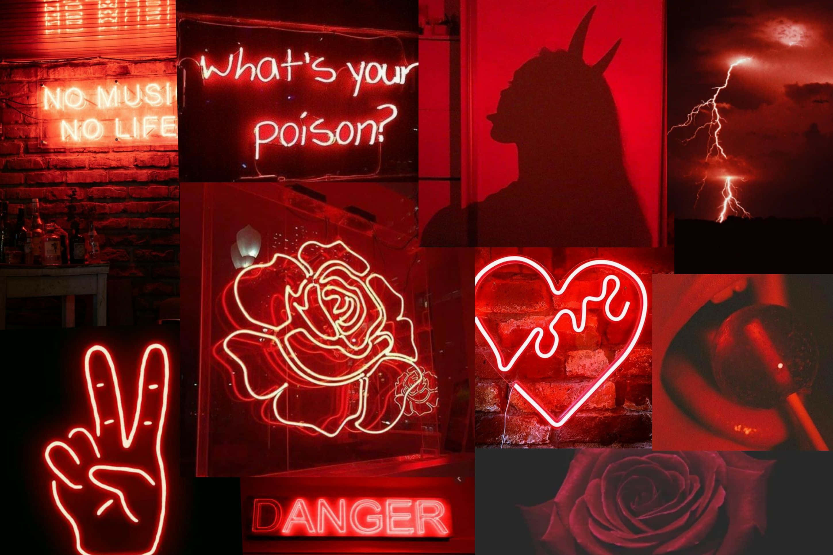 Neonrød æstetisk fotocollage Wallpapers