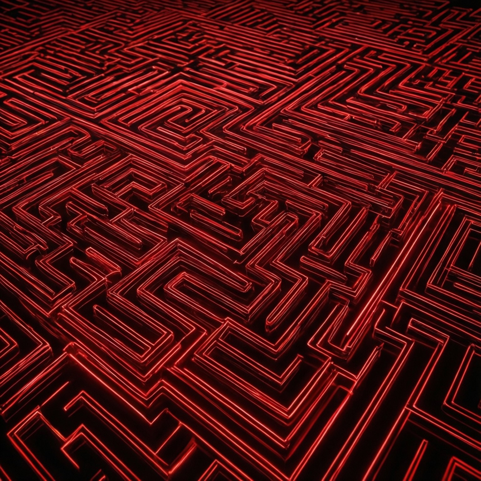 Neonrødt labyrintmønster Wallpapers