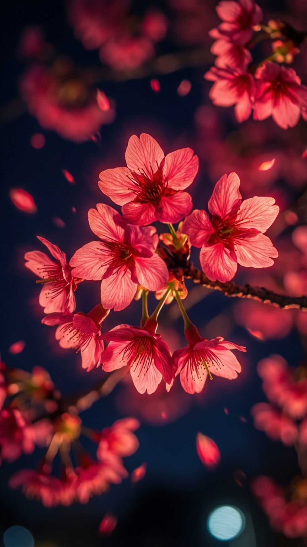 Neonrøde kirsebærblomster Wallpapers