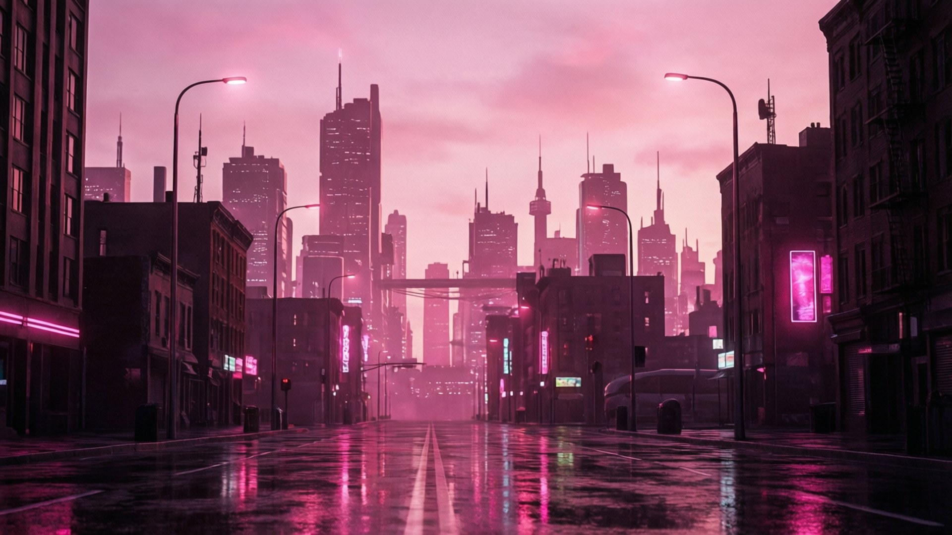 Neonrosa byskumring Wallpapers