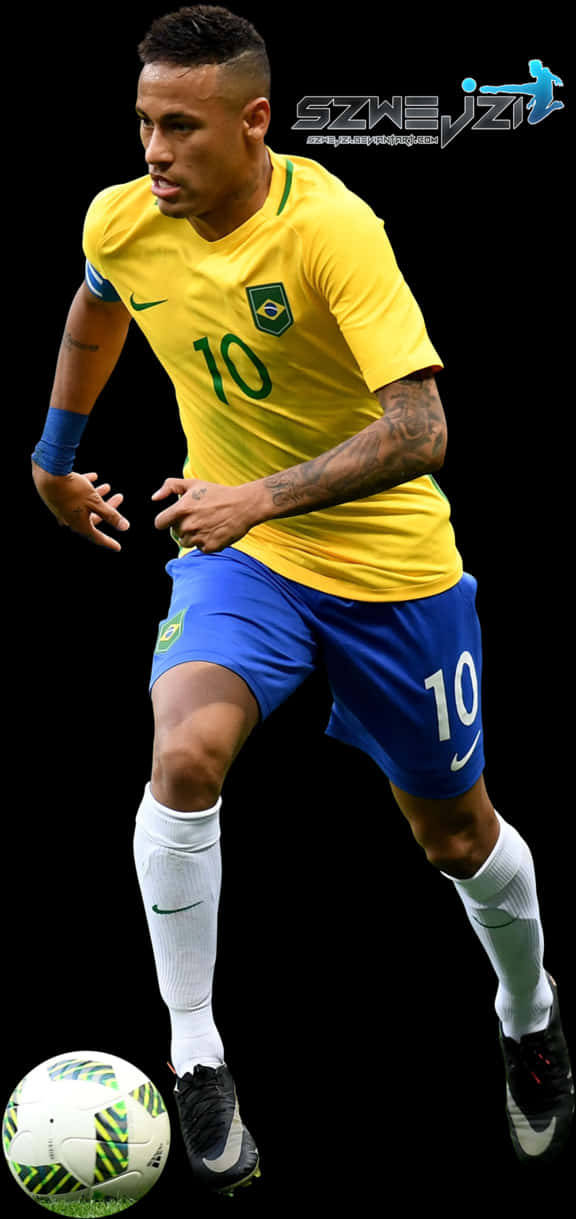 Neymar Brasilien Nummer 10 Dribbling Wallpapers