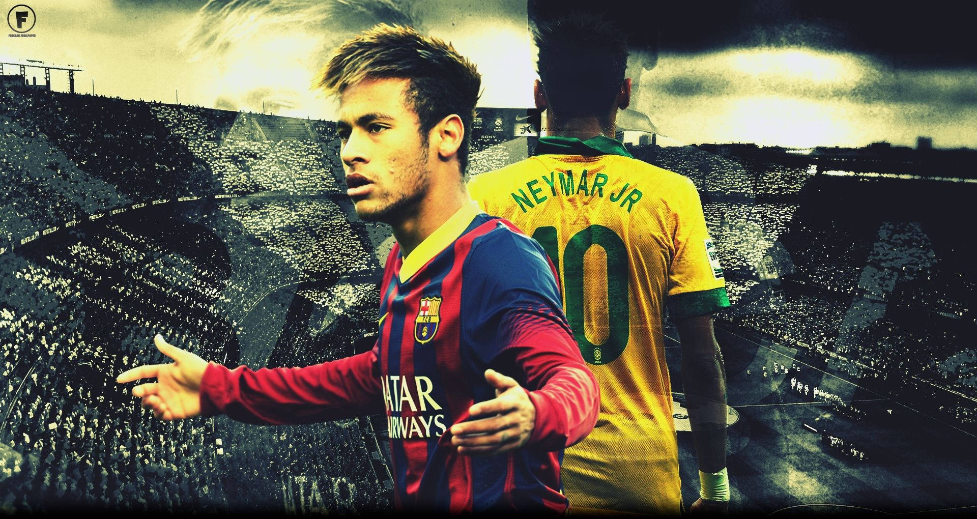 Neymar i Barca- og CBF-trøje tapet — Neymar Wallpapers