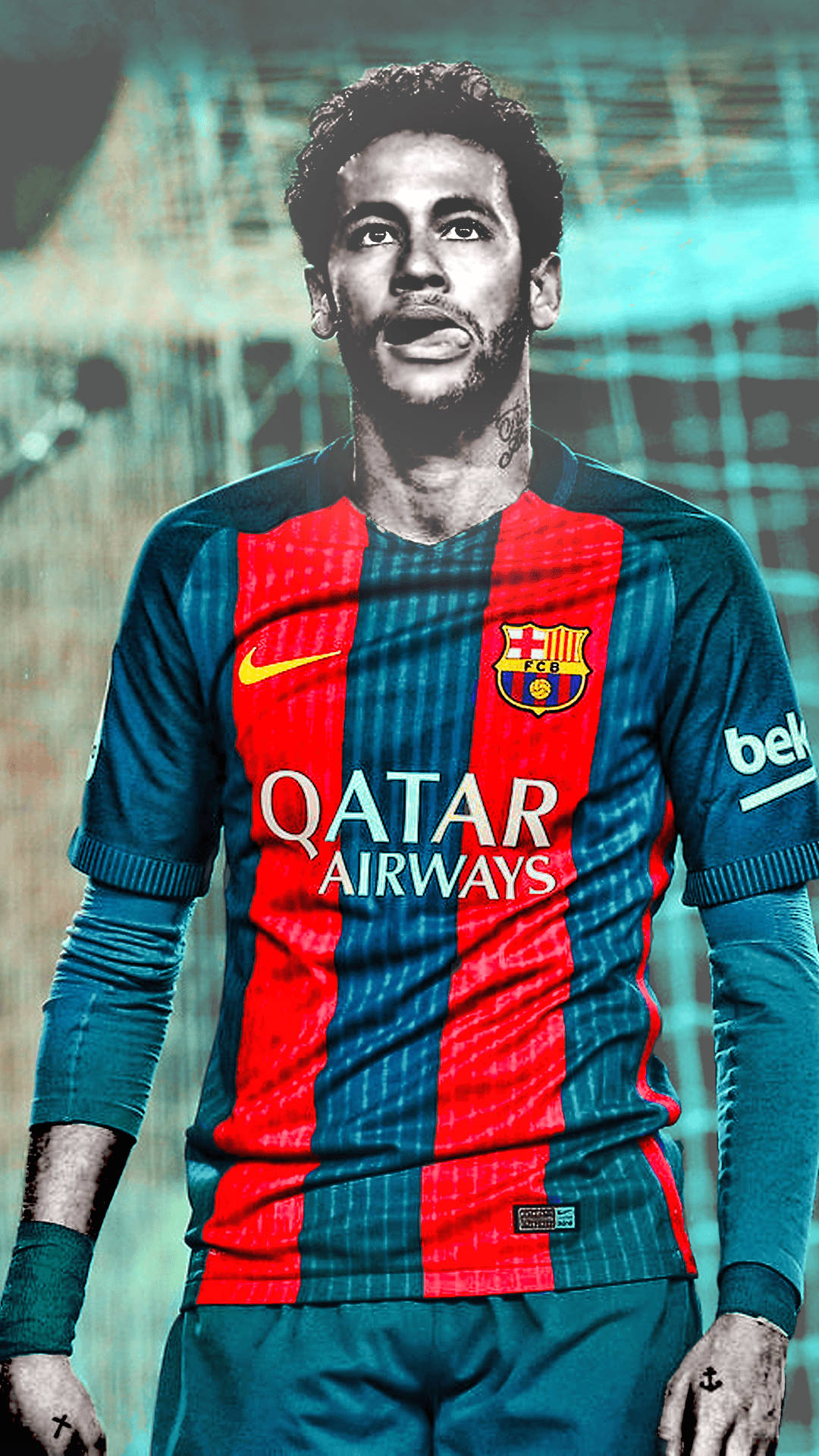 Neymar Jr Med Poppende Farver wallpaper — Neymar Wallpapers