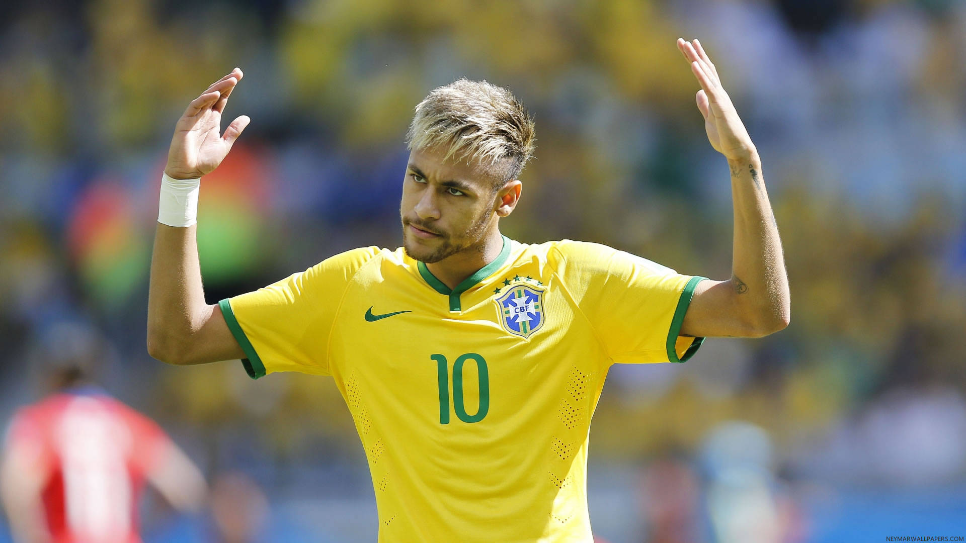 Neymar Brasilien nr. 10 uniform baggrund. — Neymar Wallpapers