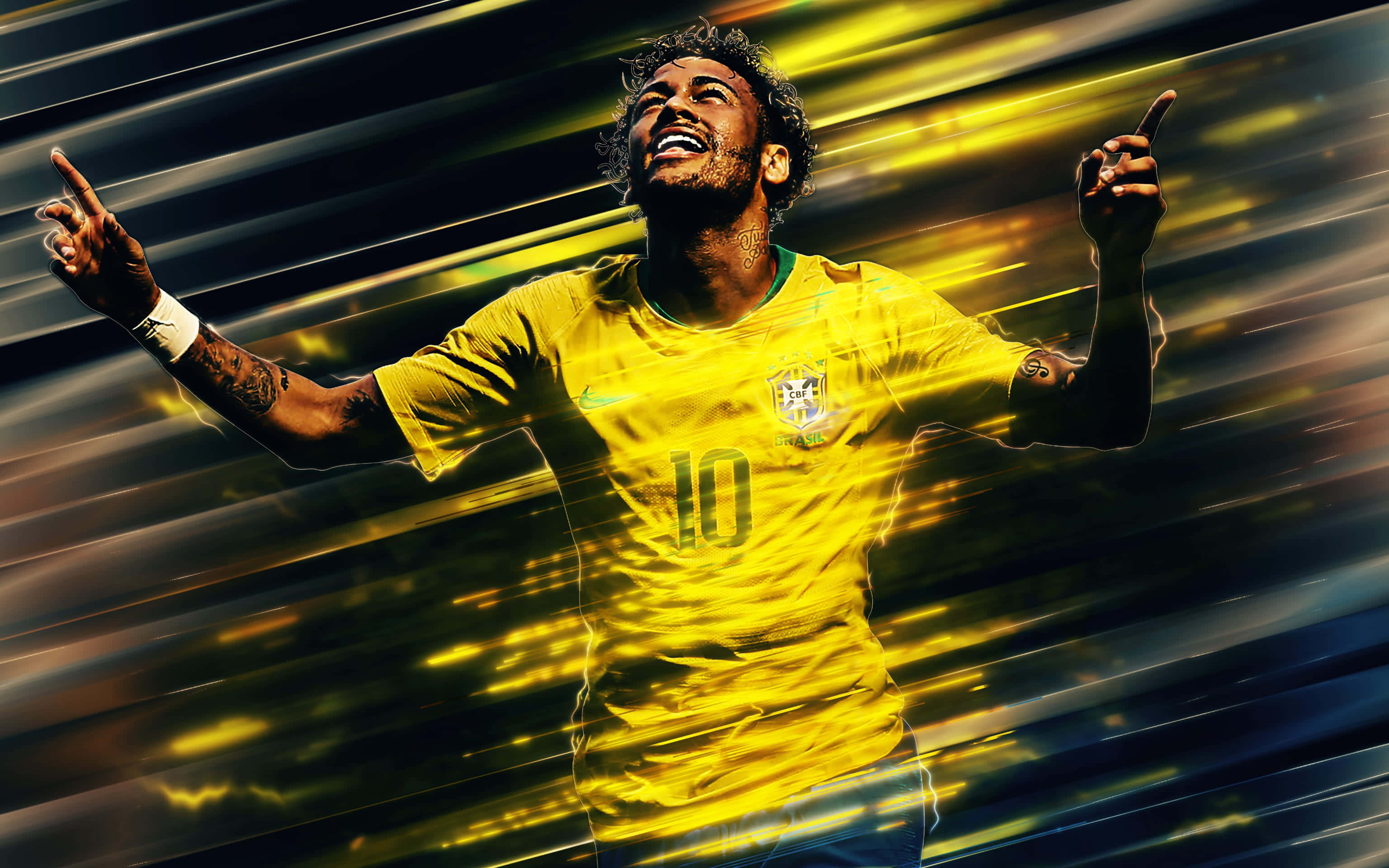 Neymar Jr. viser sin utrolige atletik på fodboldbanen Wallpapers