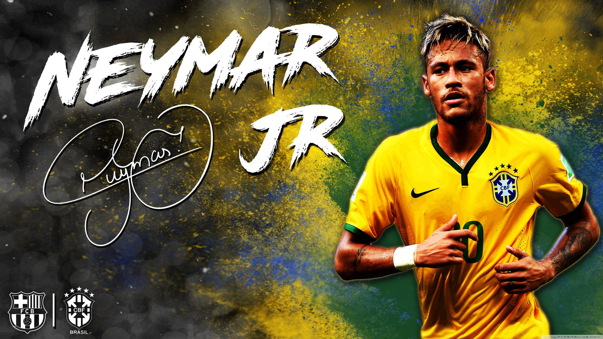 Grøn Og Gul Neymar Fan Art wallpaper — Neymar Wallpapers