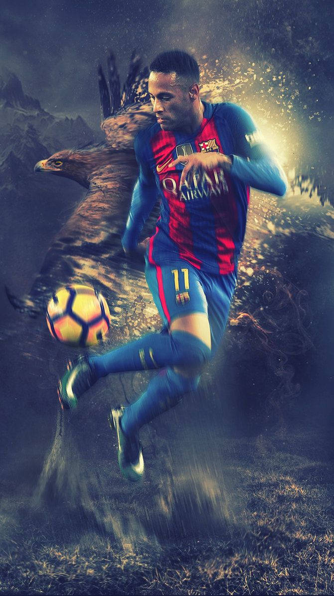 Neymar dribler som en høg baggrund. — Neymar Wallpapers