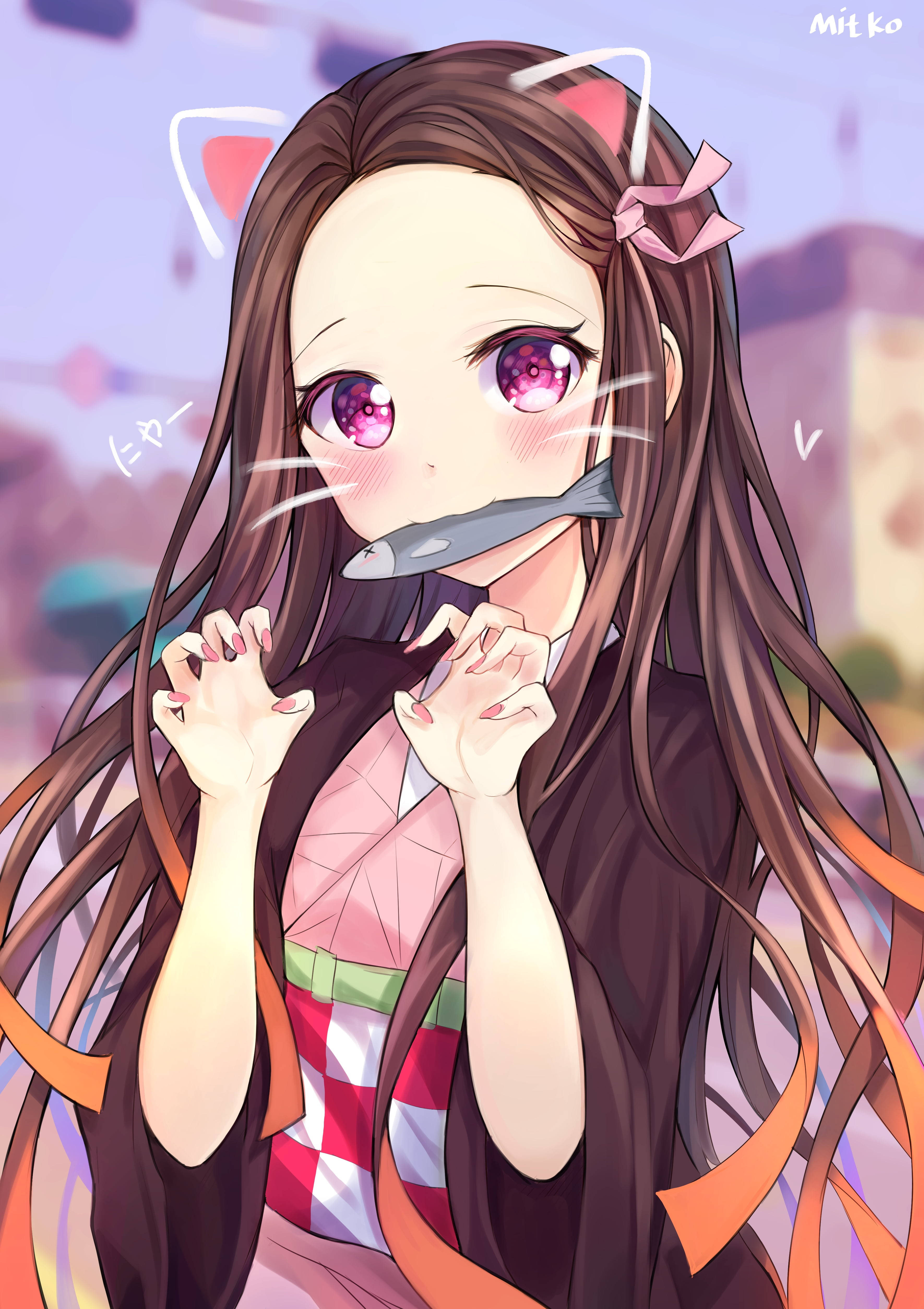 Nezuko Kamado Sød Anime Pige iPhone Wallpapers