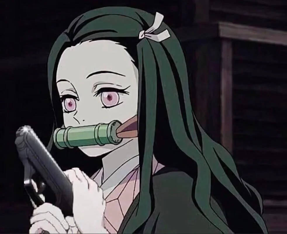Nezuko med pistol fra Demon Slayer Wallpapers