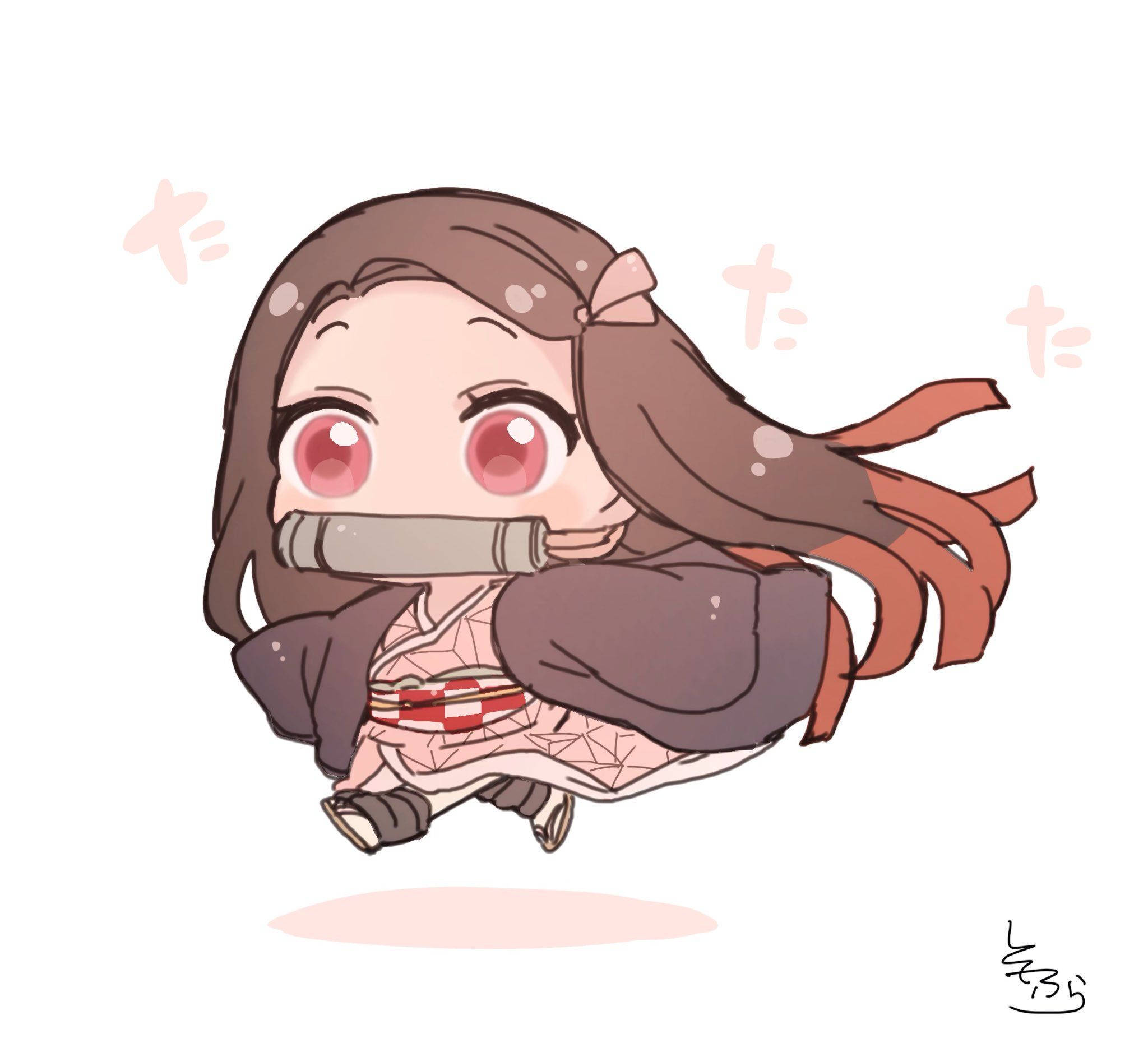 Nezuko Sød Lille Version fra Demon Slayer Wallpapers