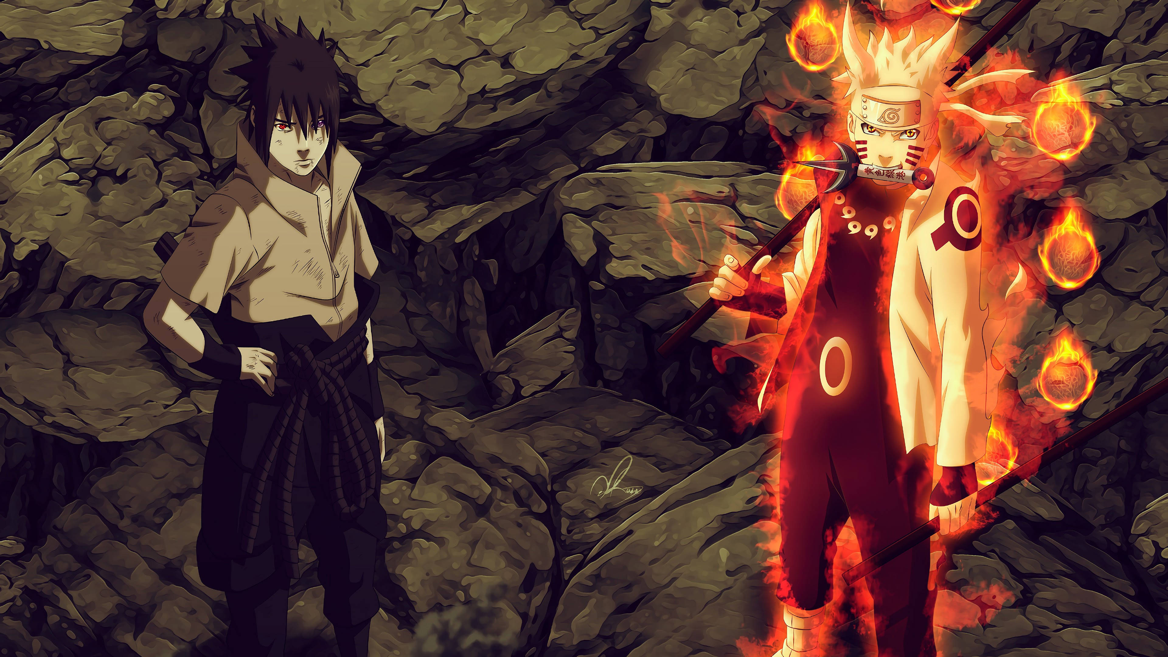 Ninja-krigsheltene Naruto og Sasuke Wallpapers