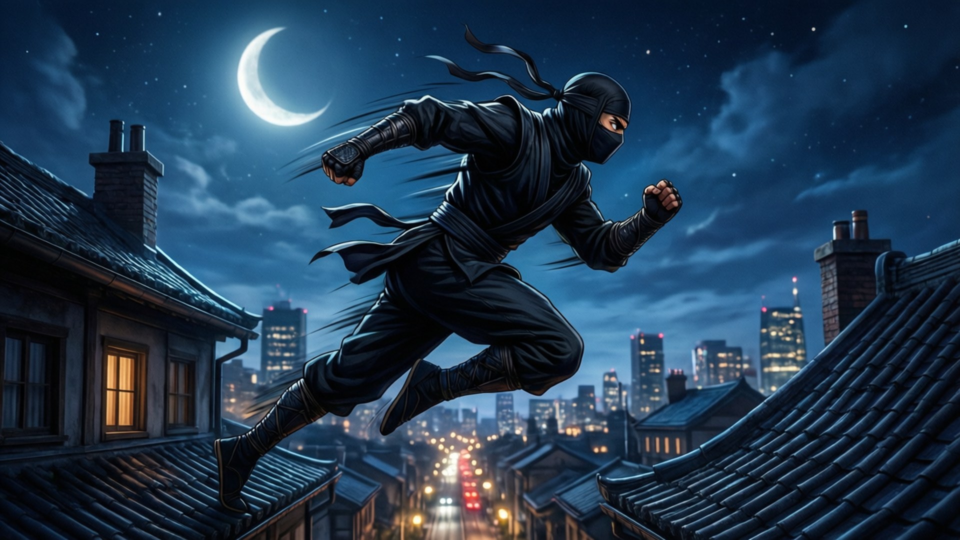 Ninjaløb i måneskin Wallpapers
