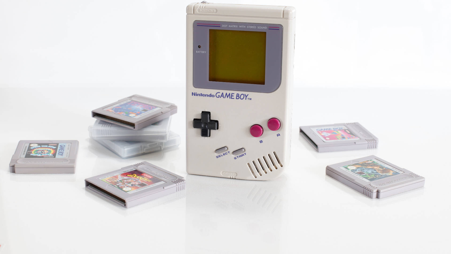 Nintendo Game Boy med spilpatroner Wallpapers