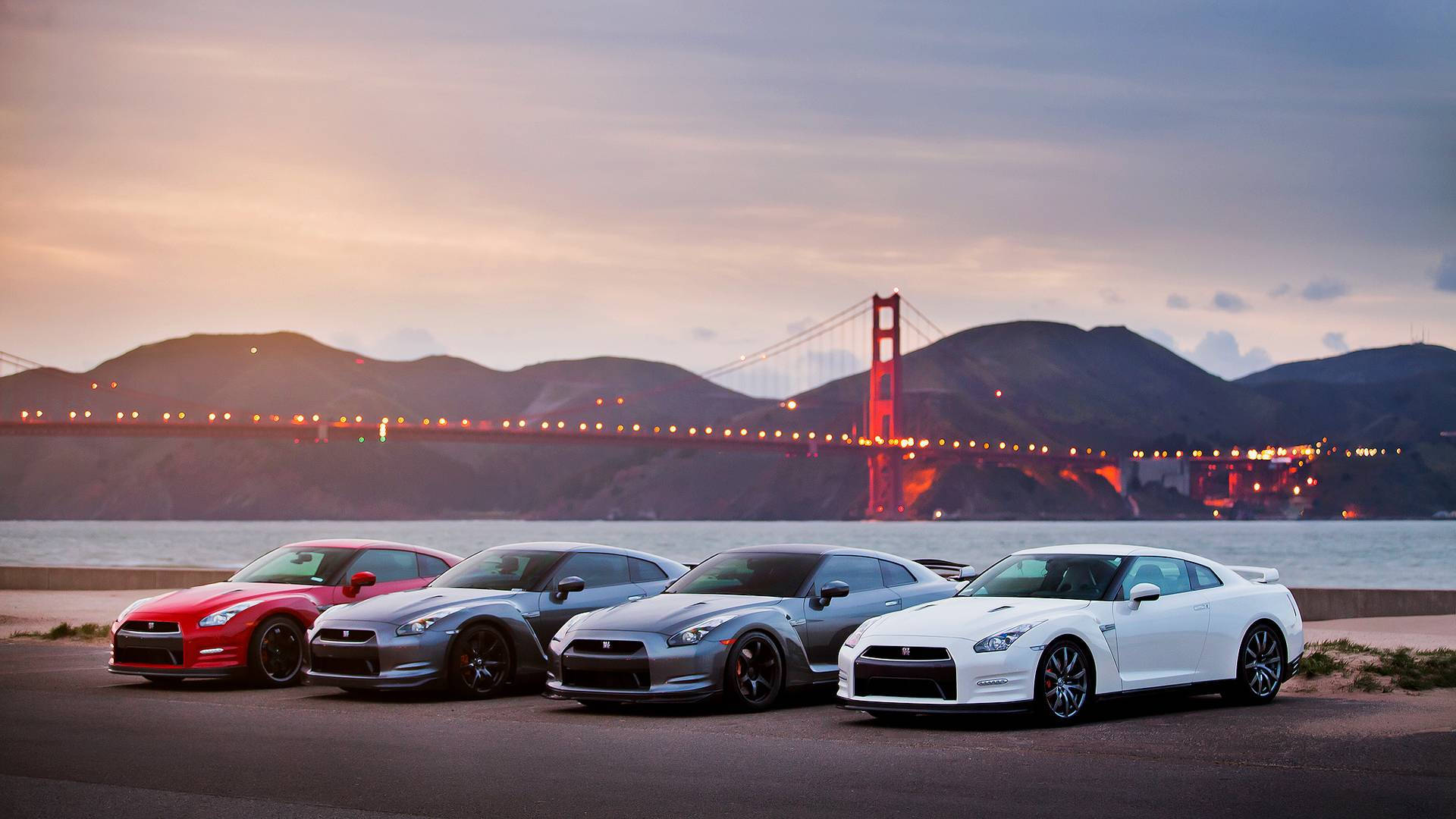 Nissan GTR Biler Parkeret Nær Havet Wallpapers