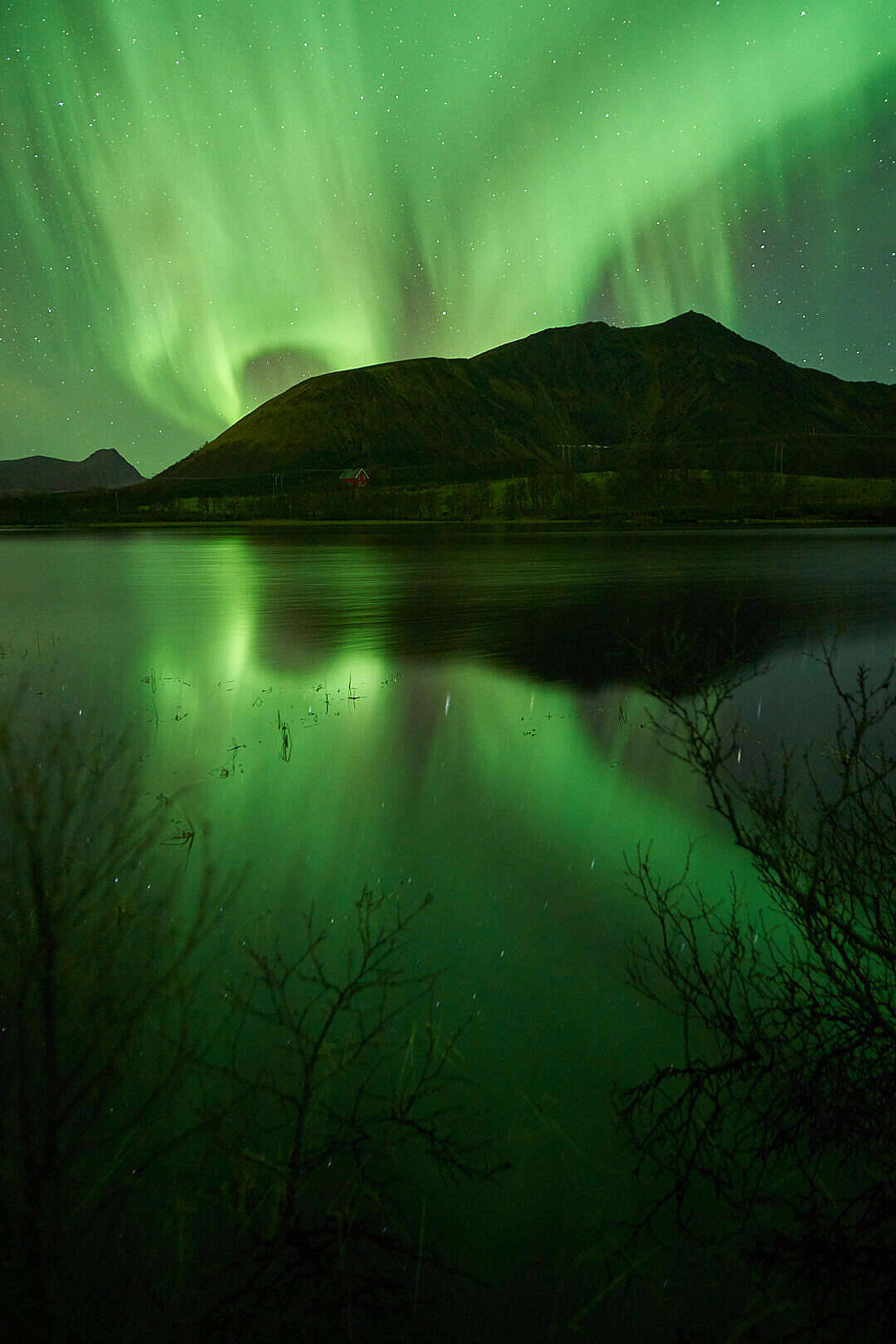 Nordlys over bjerg Grøn iPhone Wallpapers