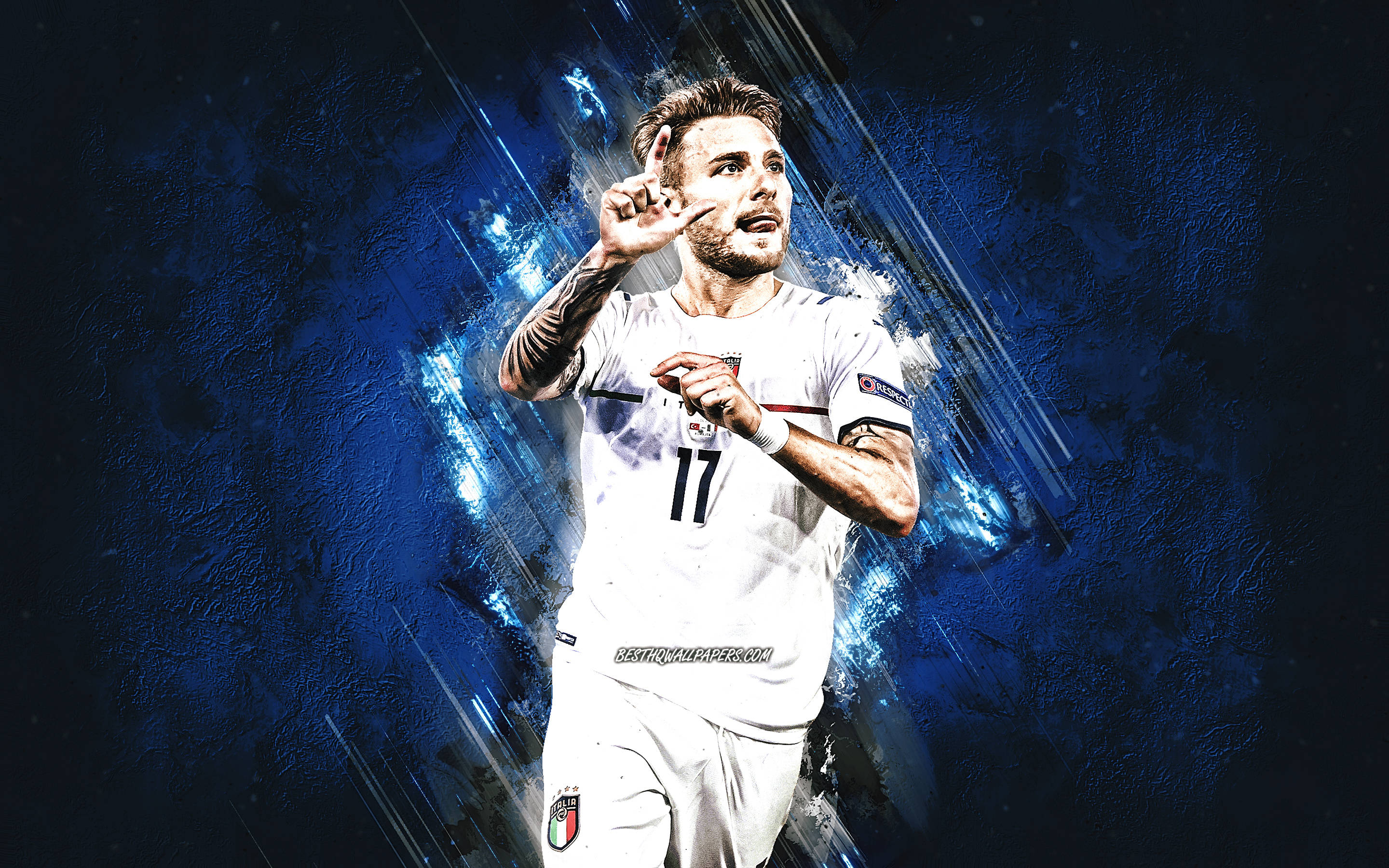 Nærbillede af Ciro Immobile fokuseret på kampen Wallpapers