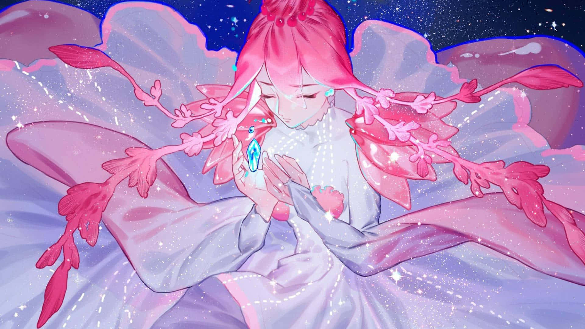 Nyd de farverige scener i en lyserød anime æstetik Wallpapers