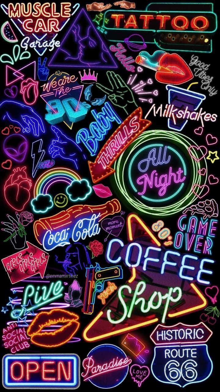 Nyd de magiske neonlys om natten. Wallpapers
