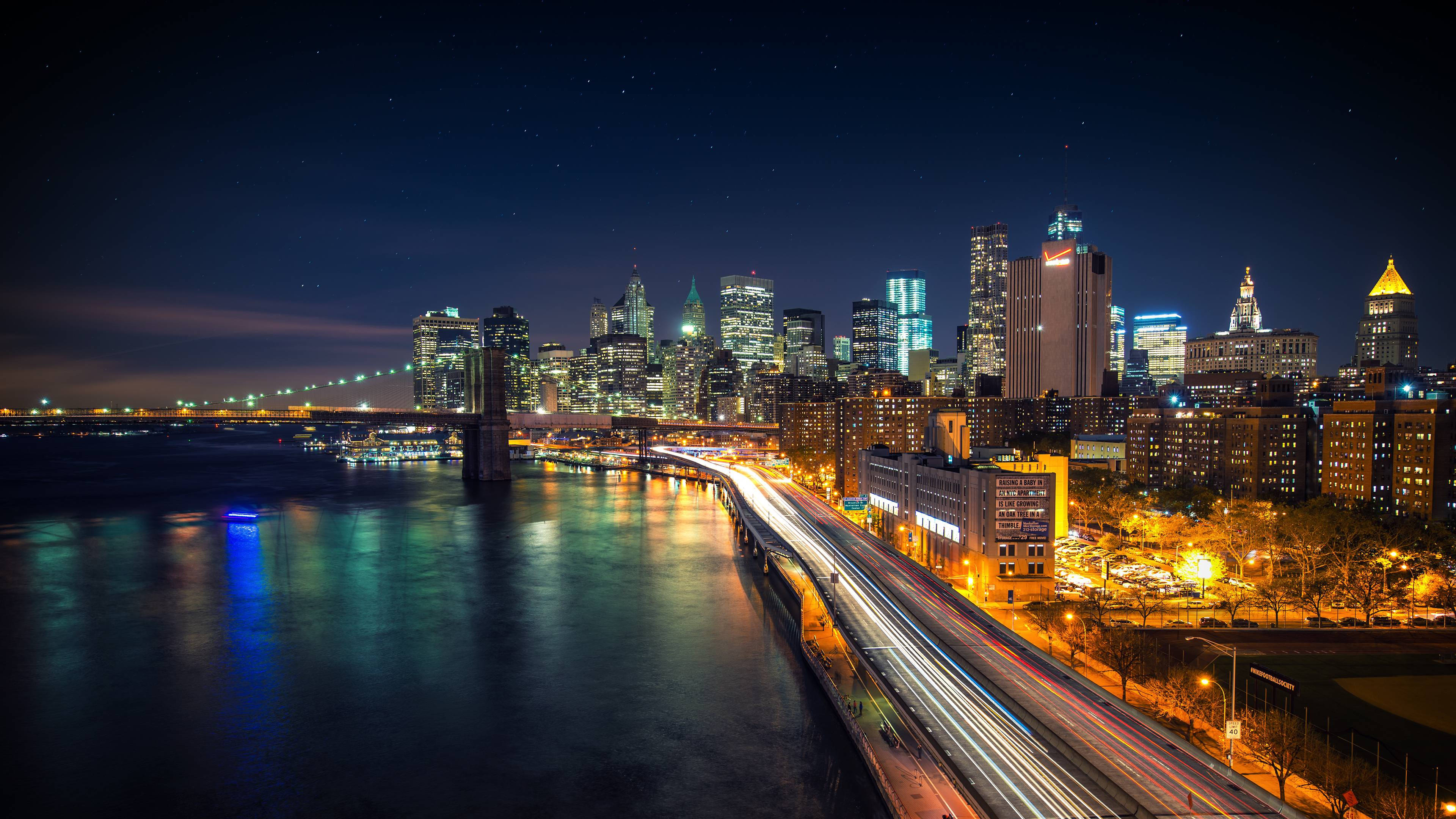 Nyd de skarpe lys i New York City Wallpapers