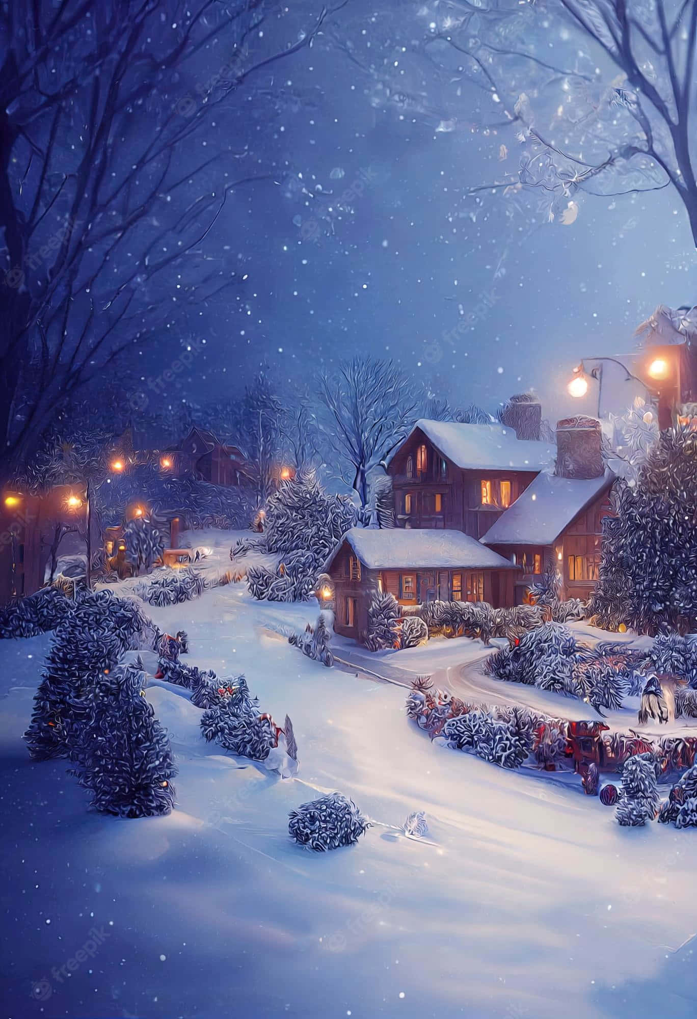 Nyd den smukke juleudsigt. Wallpapers