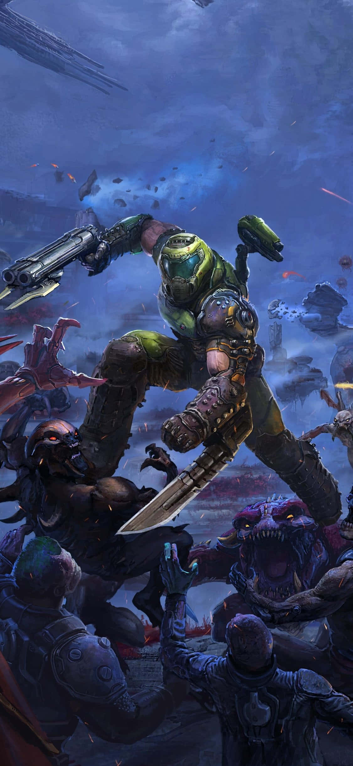 Nyd den spændende action i Doom Eternal på din iPhone Wallpapers