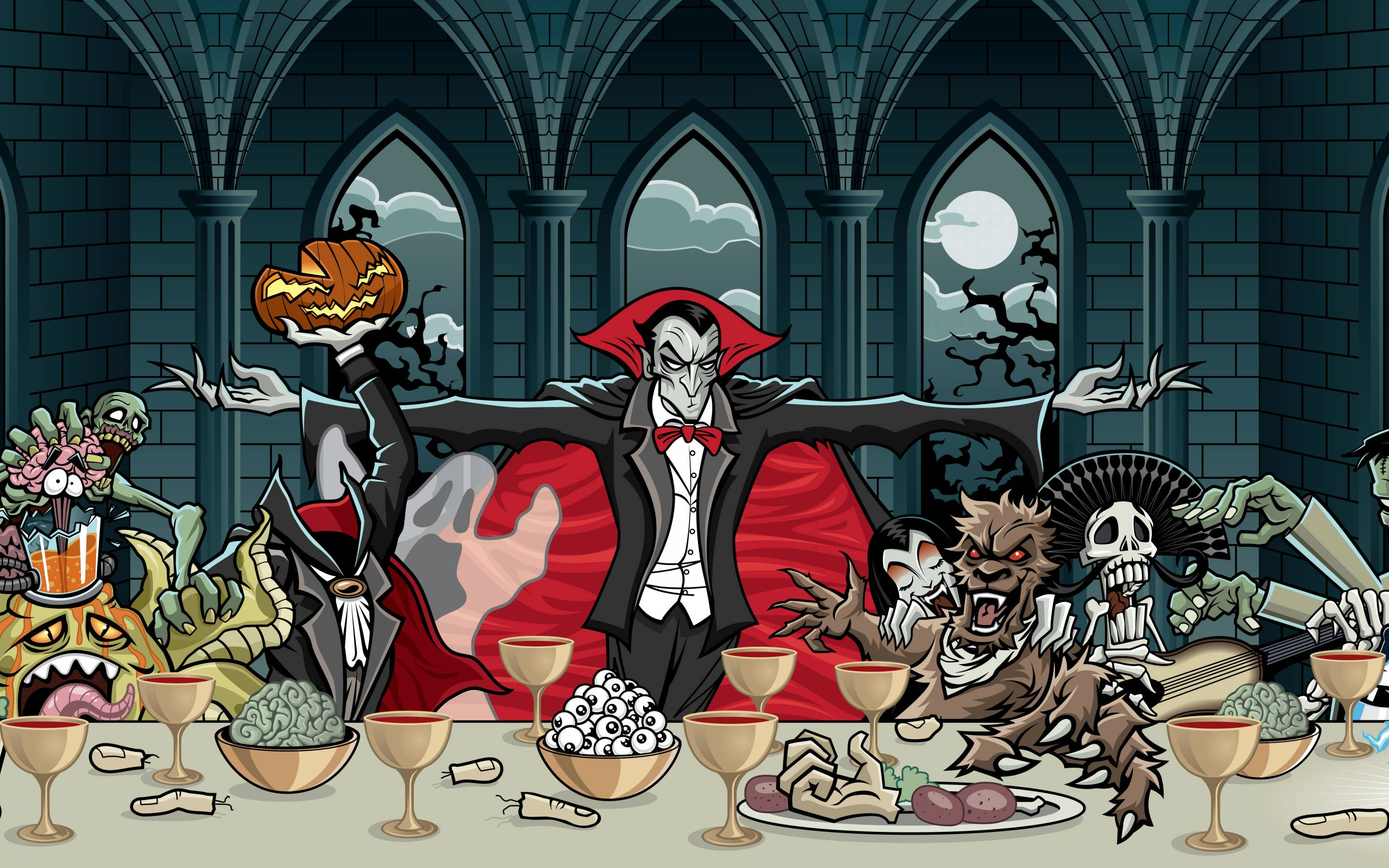 Nyd et uhyggeligt vampyrgilde til Halloween Wallpapers