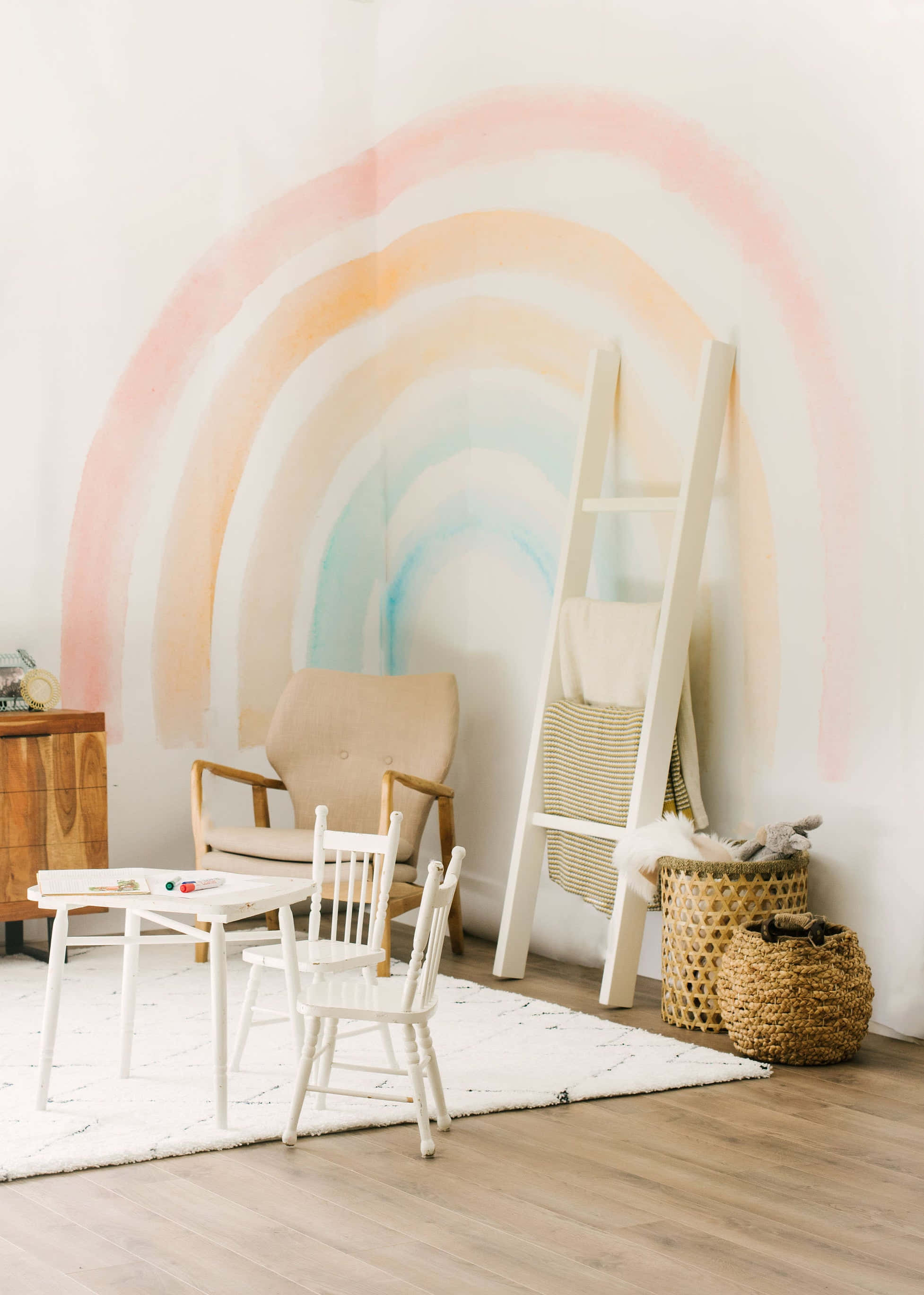 Nyd livligheden i denne pastelregnbuebaggrund Wallpapers