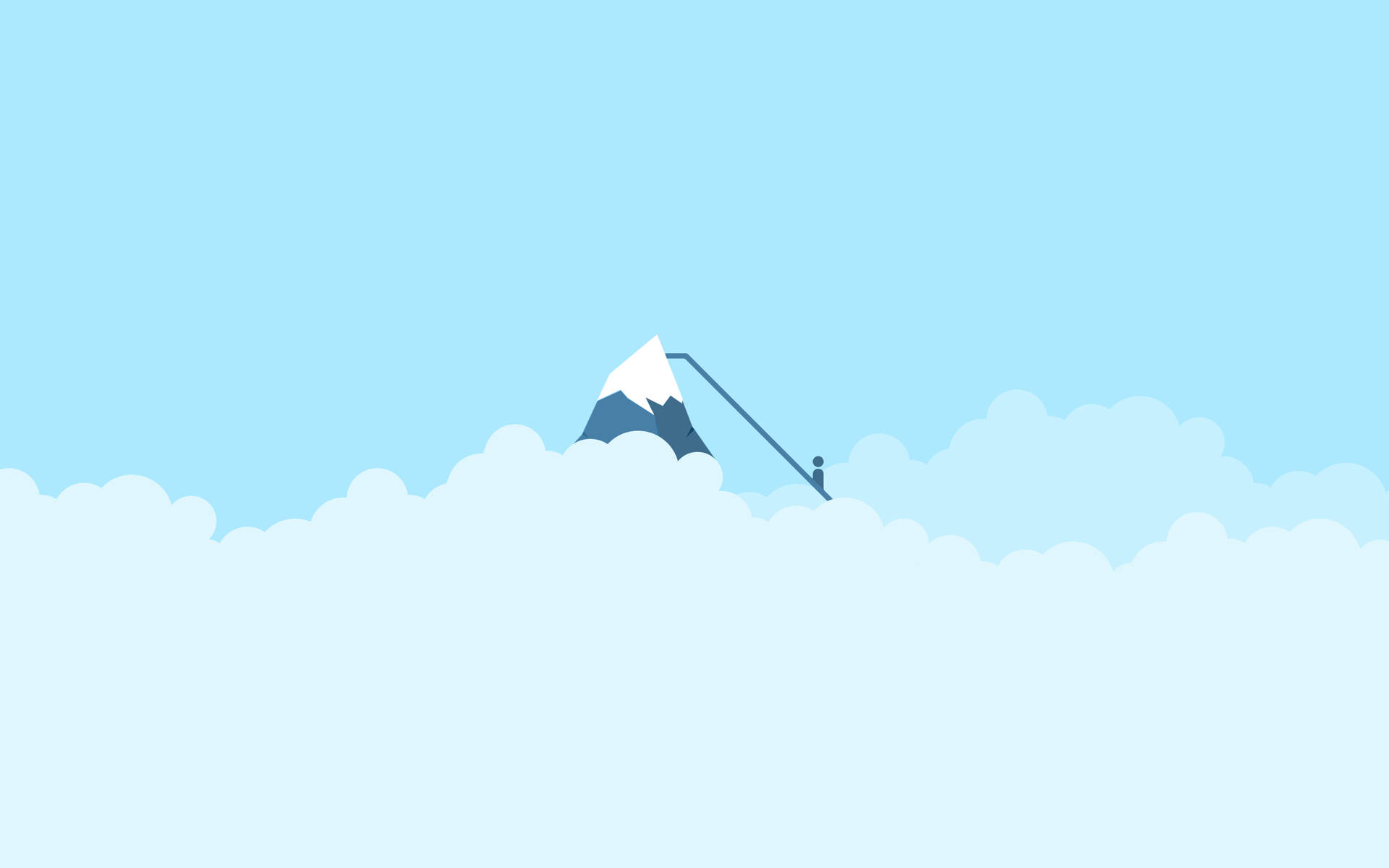 Minimalistisk tapet af en mand, der klatrer på den sneklædte bjergtop. — Minimalistisk Wallpapers