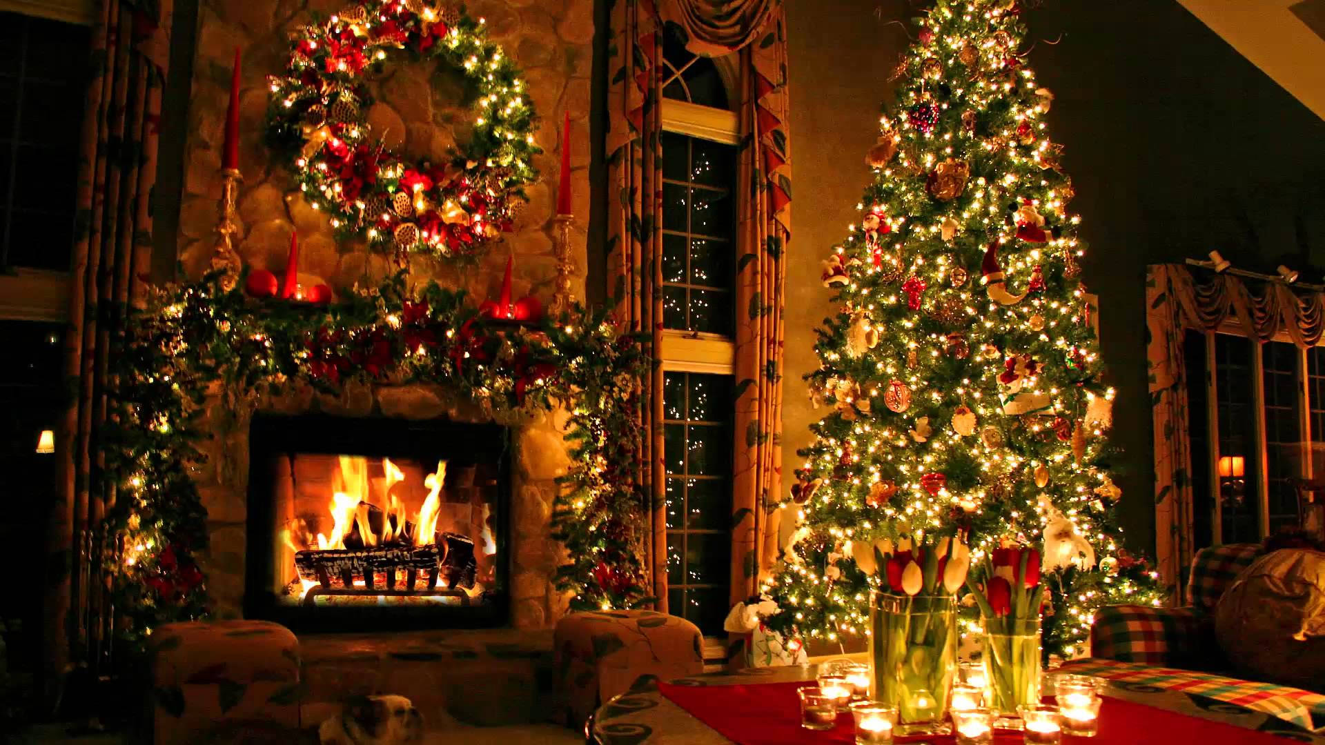 Nyd varmen fra en hyggelig jul med et funklende juletræ. Wallpapers