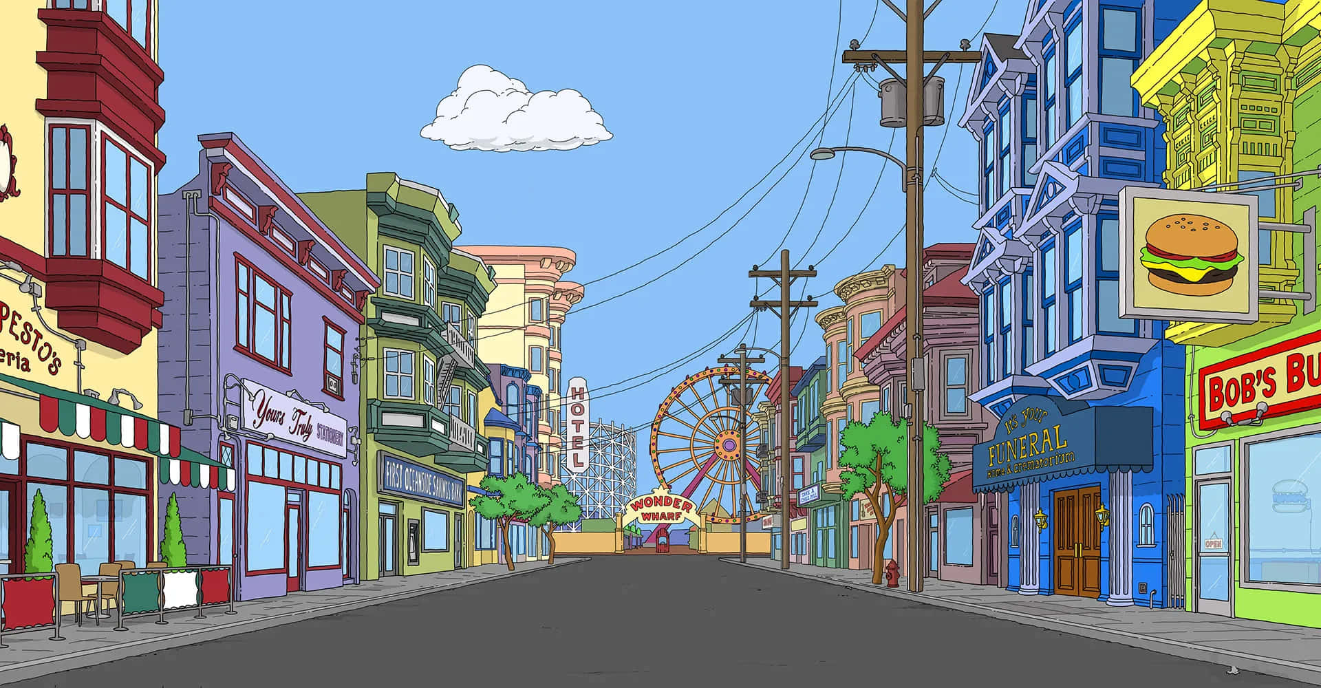 Ocean Avenue Street Bob's Burgers Baggrund Wallpapers