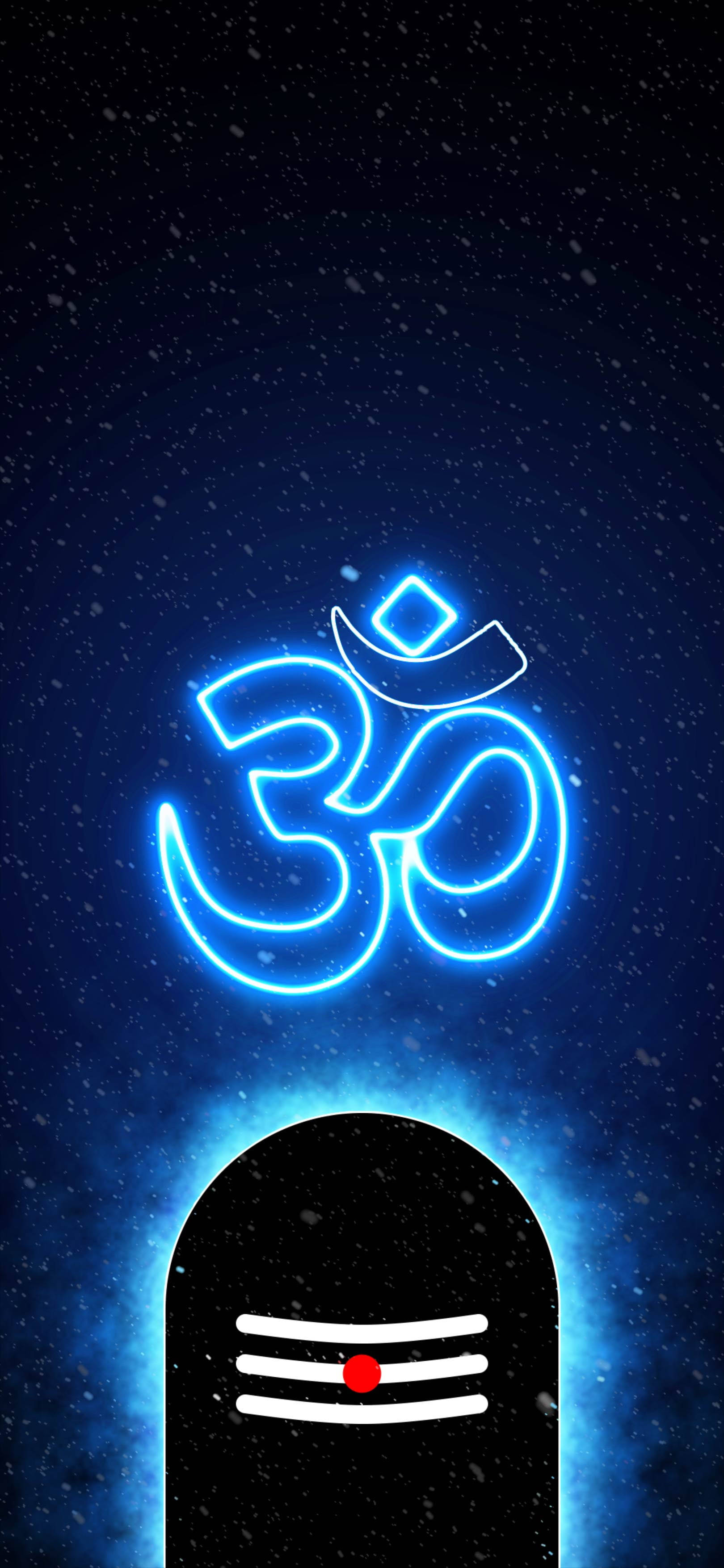 Om-symbol i blå neon Wallpapers