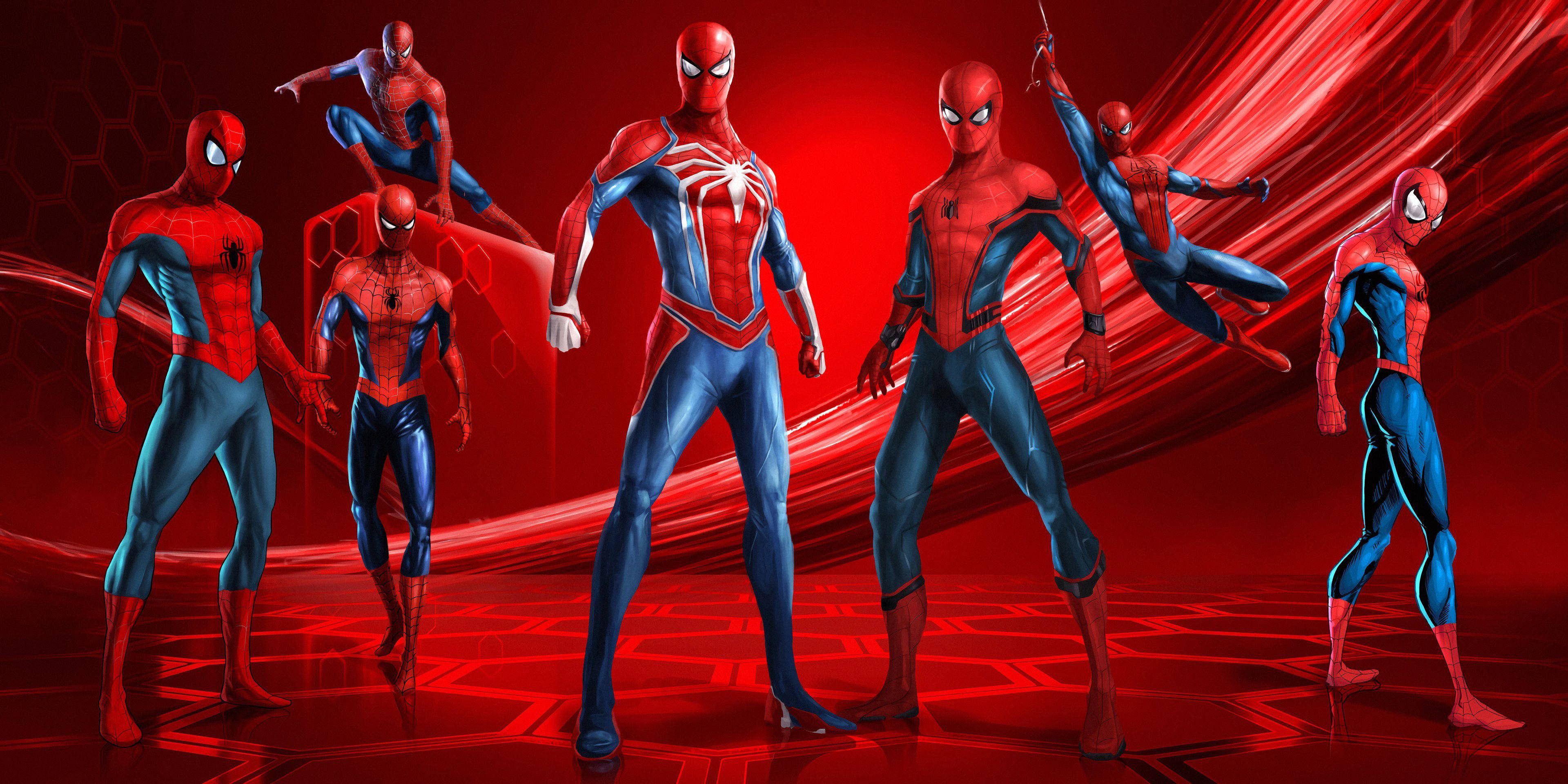 Omfavn kraften fra alle versioner af Spider-Man Wallpapers