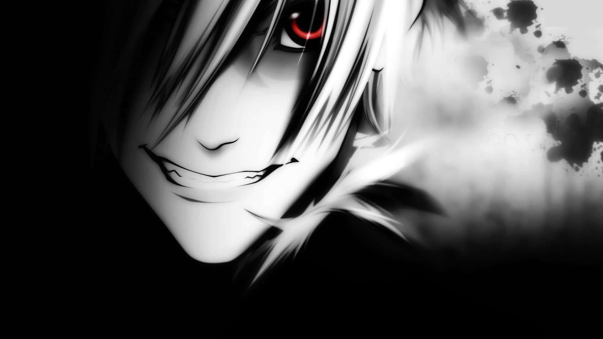 Omsluttet af Skygger - Kraftfuld Sort/Hvid Anime Scene Wallpapers