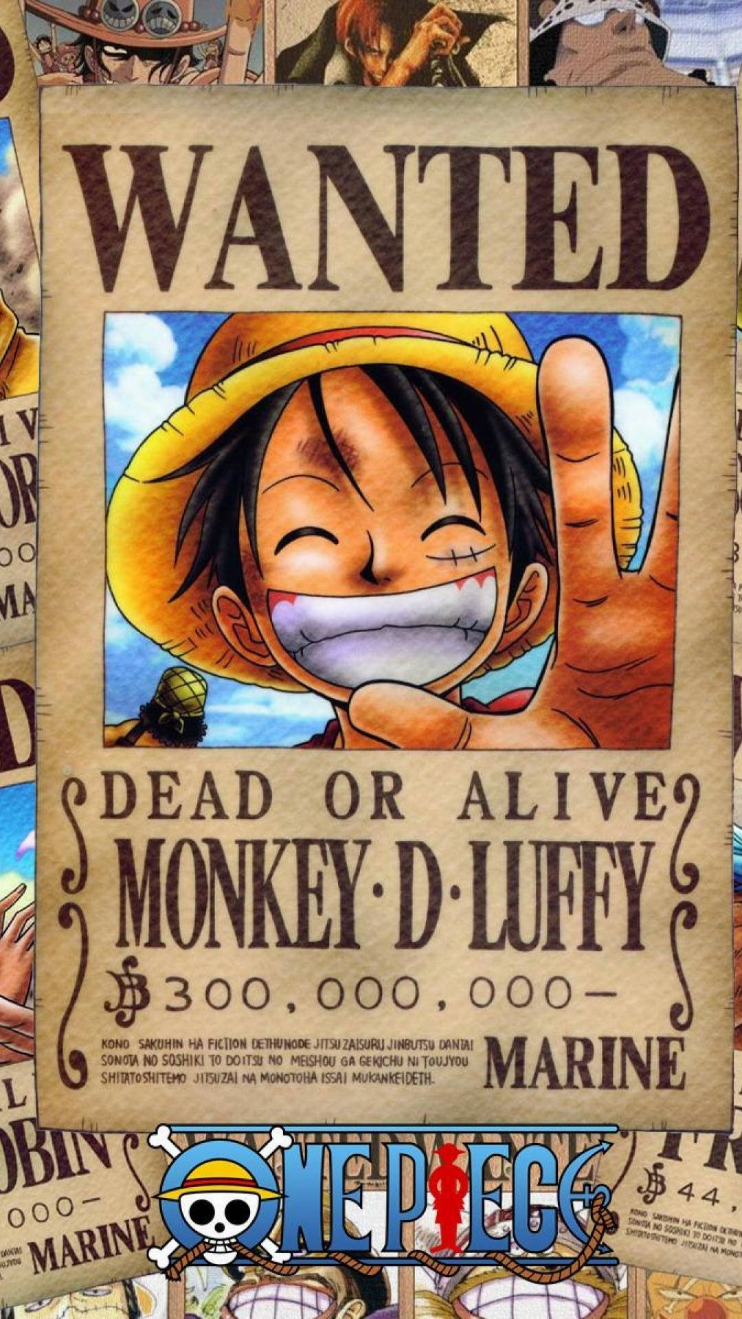 One Piece 4K Luffy Eftersøgt Plakat Wallpapers