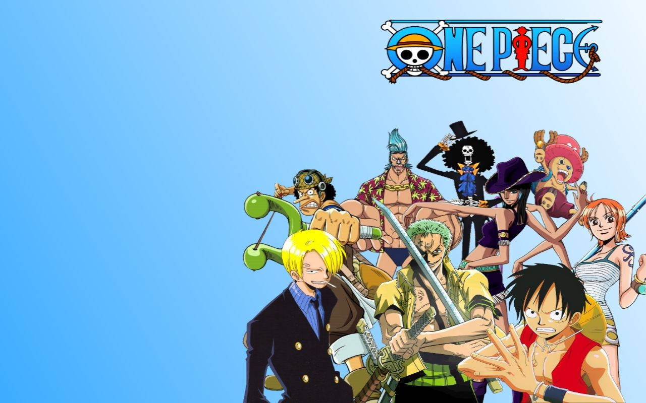 One Piece-besætningen sejler ved solnedgang Wallpapers