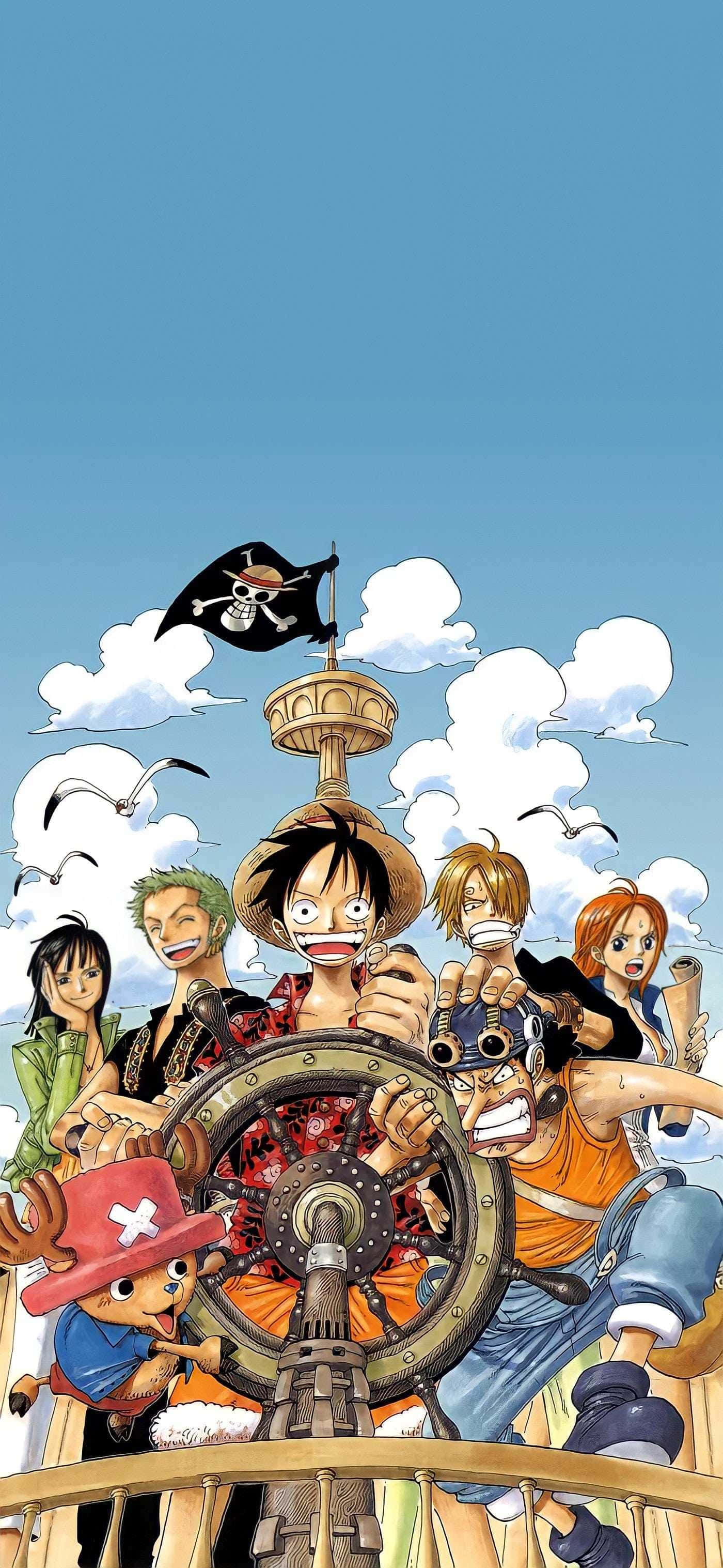 One Piece-figurer på et piratskib Wallpapers