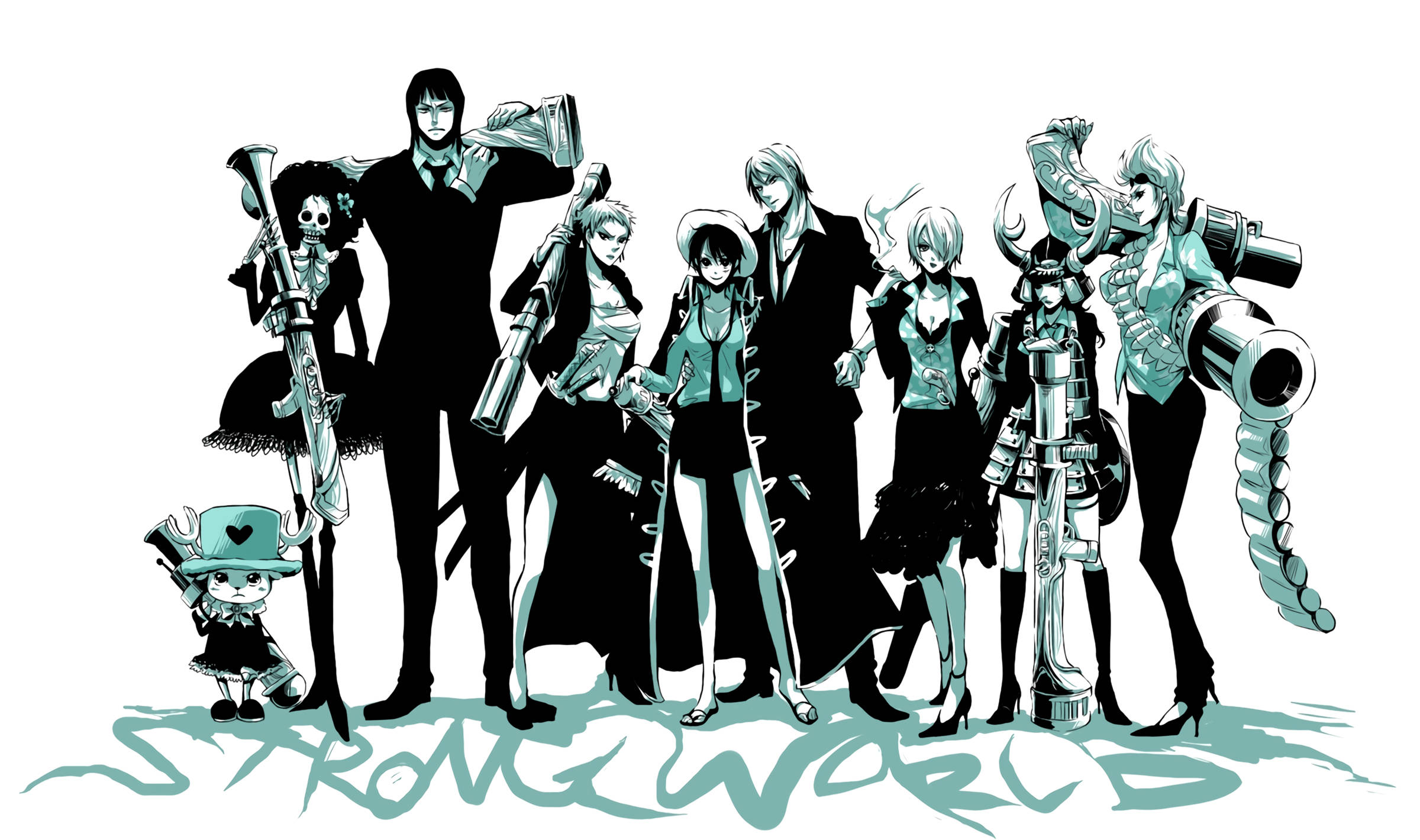 One Piece-karakterer i sorte jakkesæt Wallpapers