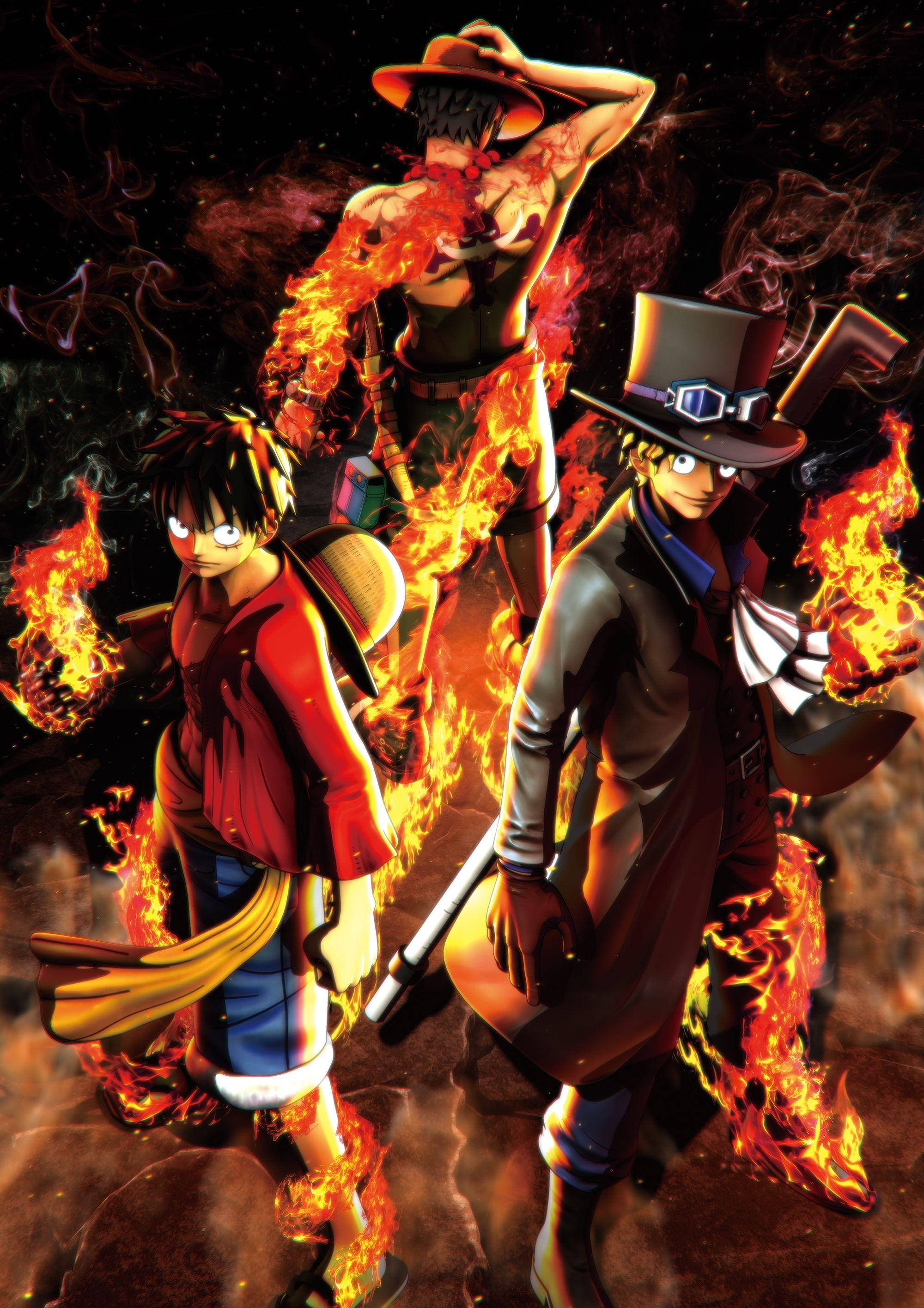 One Piece Live Luffy med Ace og Sabo Wallpapers