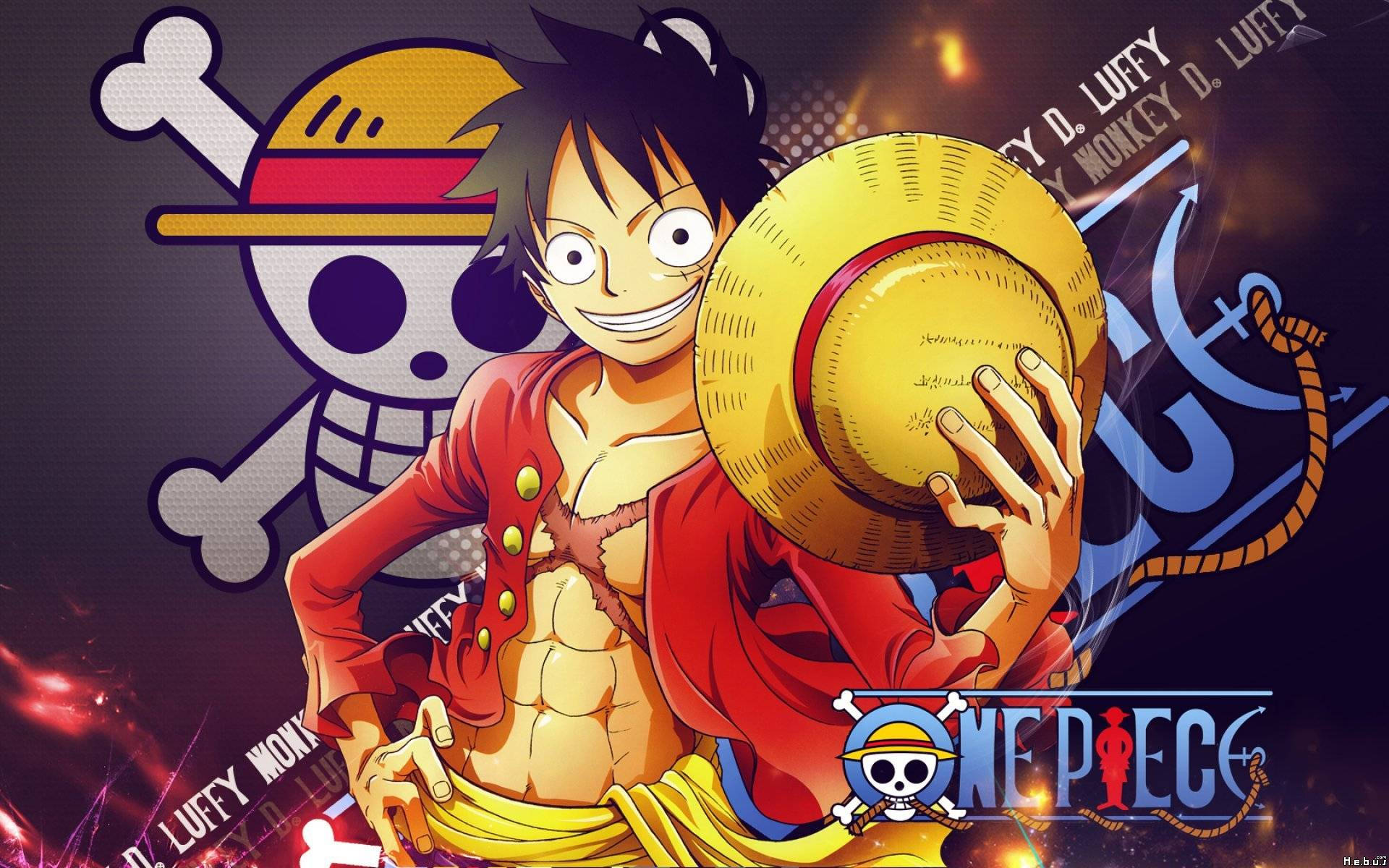 One Piece Luffy med Chopper-kranie Wallpapers