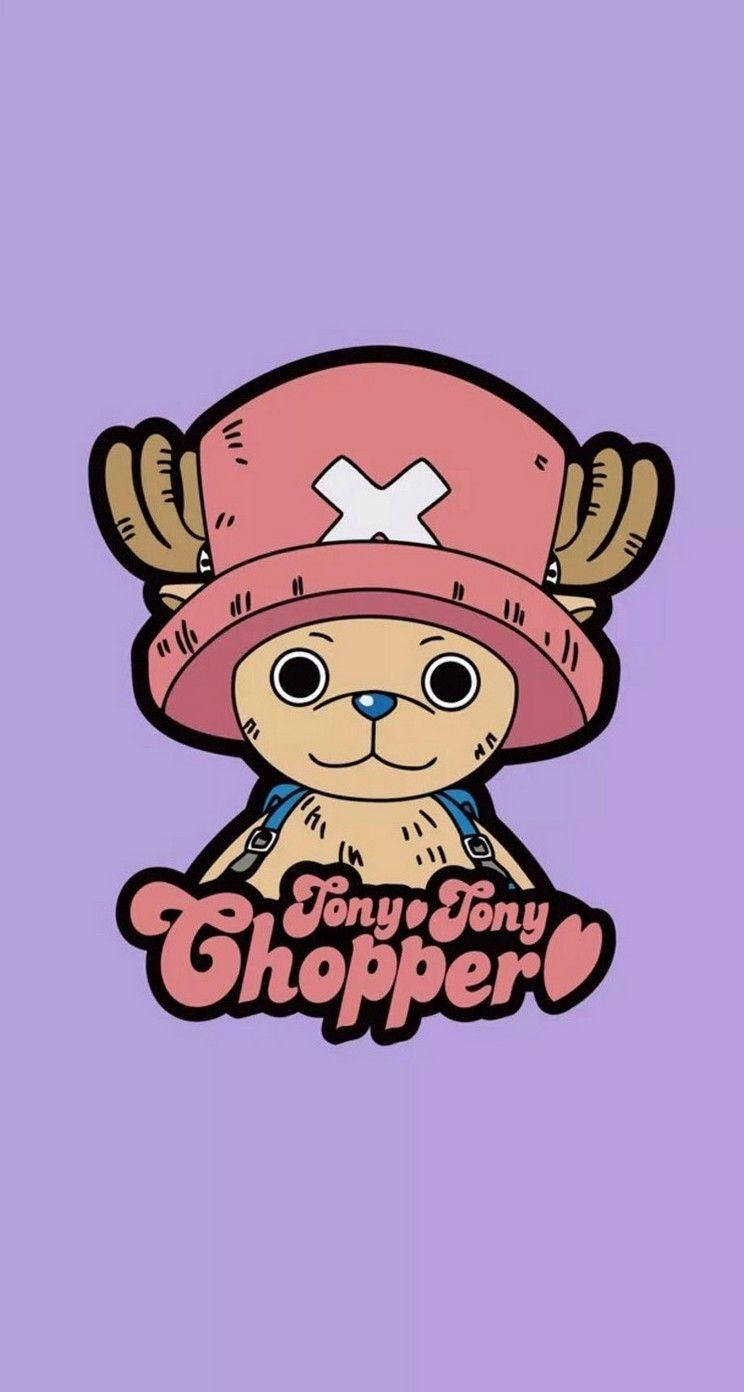 One Piece Telefon Chopper på Lilla Baggrund Wallpapers