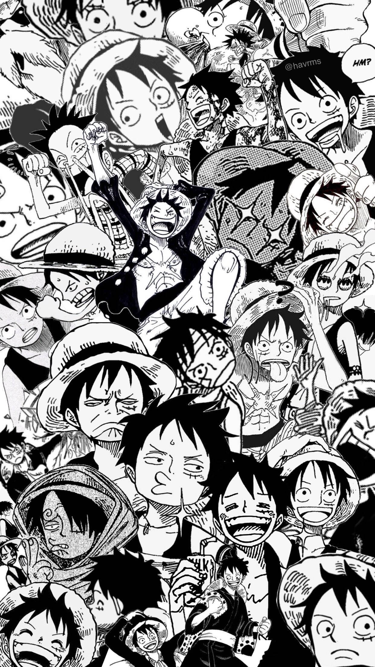 One Piece Telefon Luffy Manga Collage Wallpapers