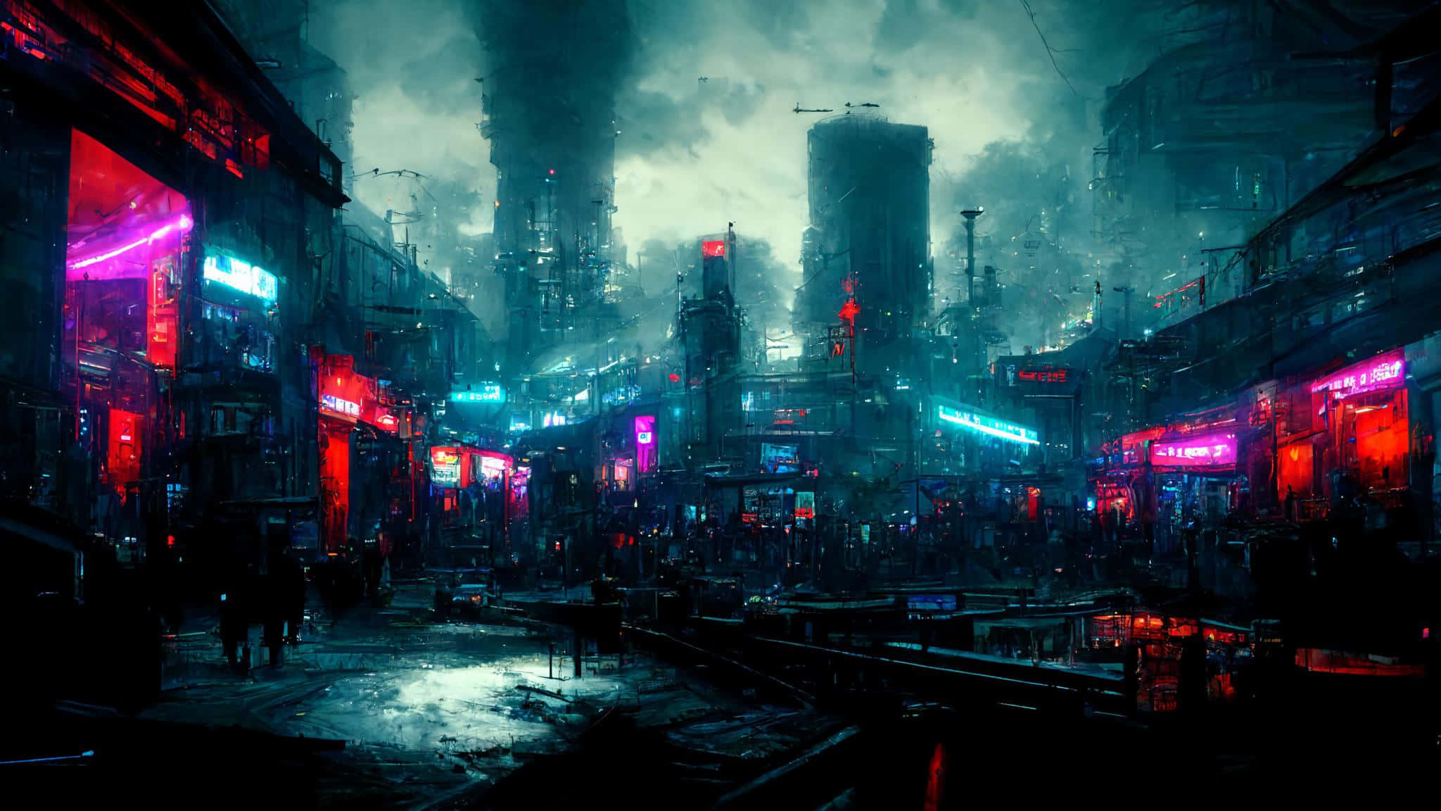 Opadvendt blik mod det overnaturlige Dark City-lys Wallpapers