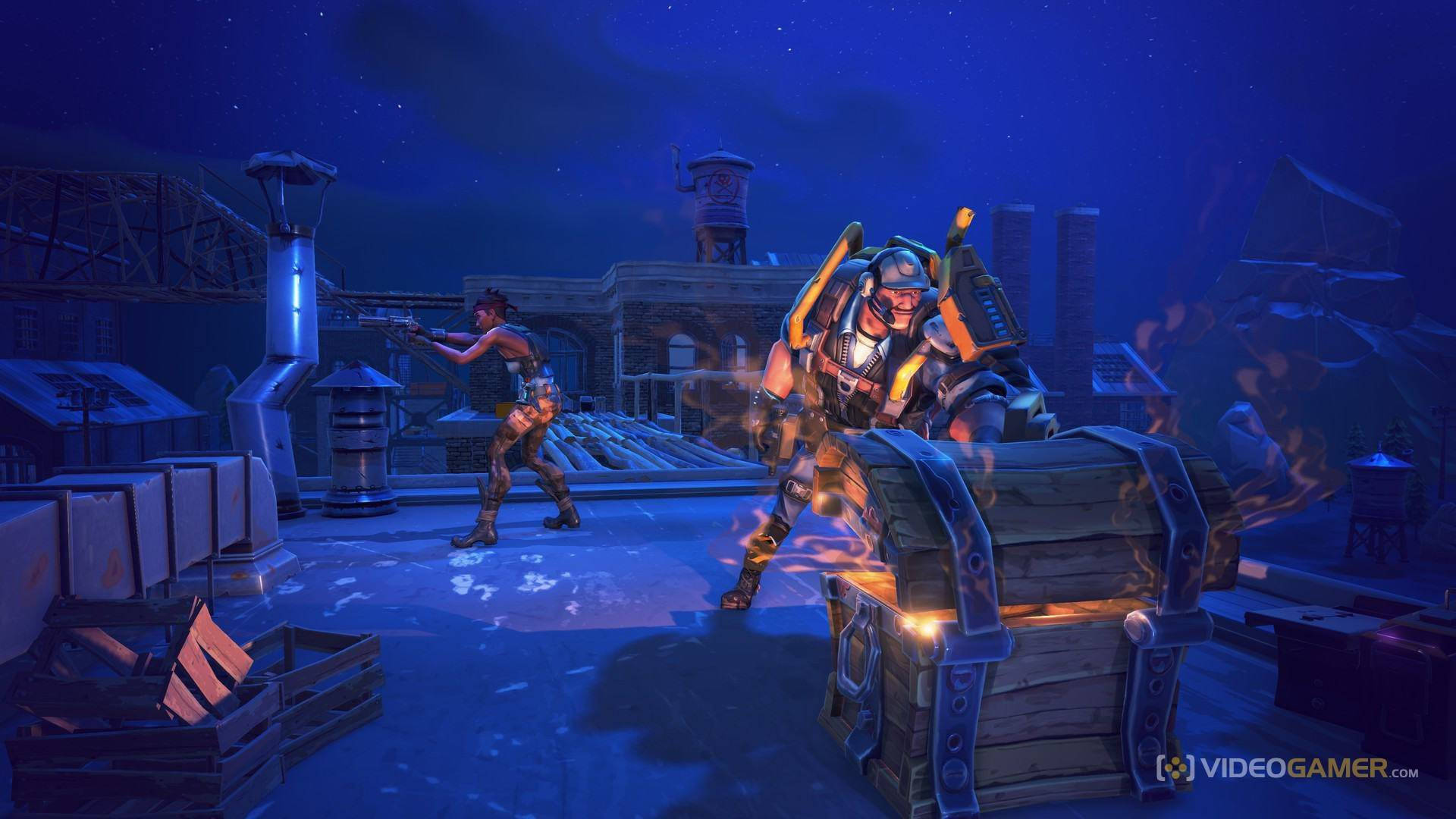 To spillere finder en skattekiste i Fortnite wallpaper. — Fortnite Wallpapers